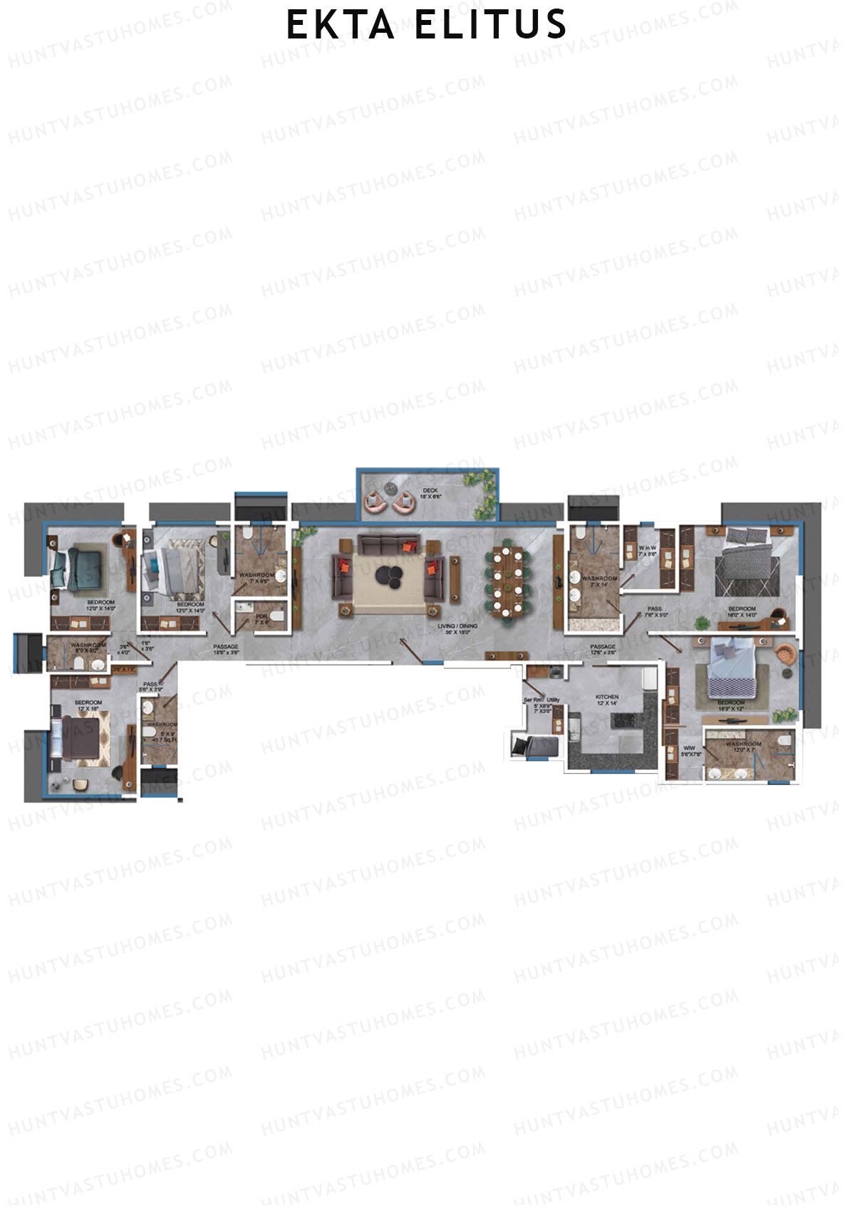 Ekta Elitus Tower 1 Unit 1 Floor Plan