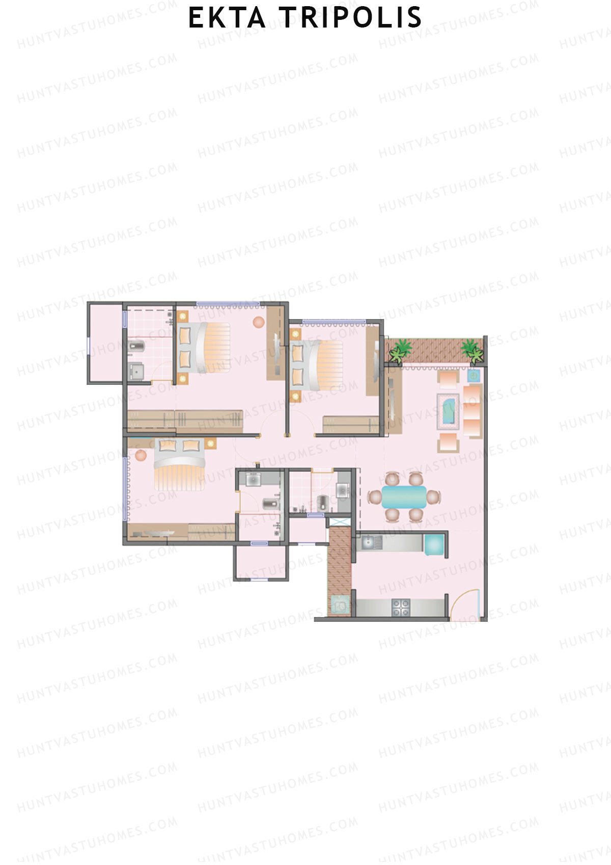 Ekta Tripolis Theopolis Unit 1 Floor Plan