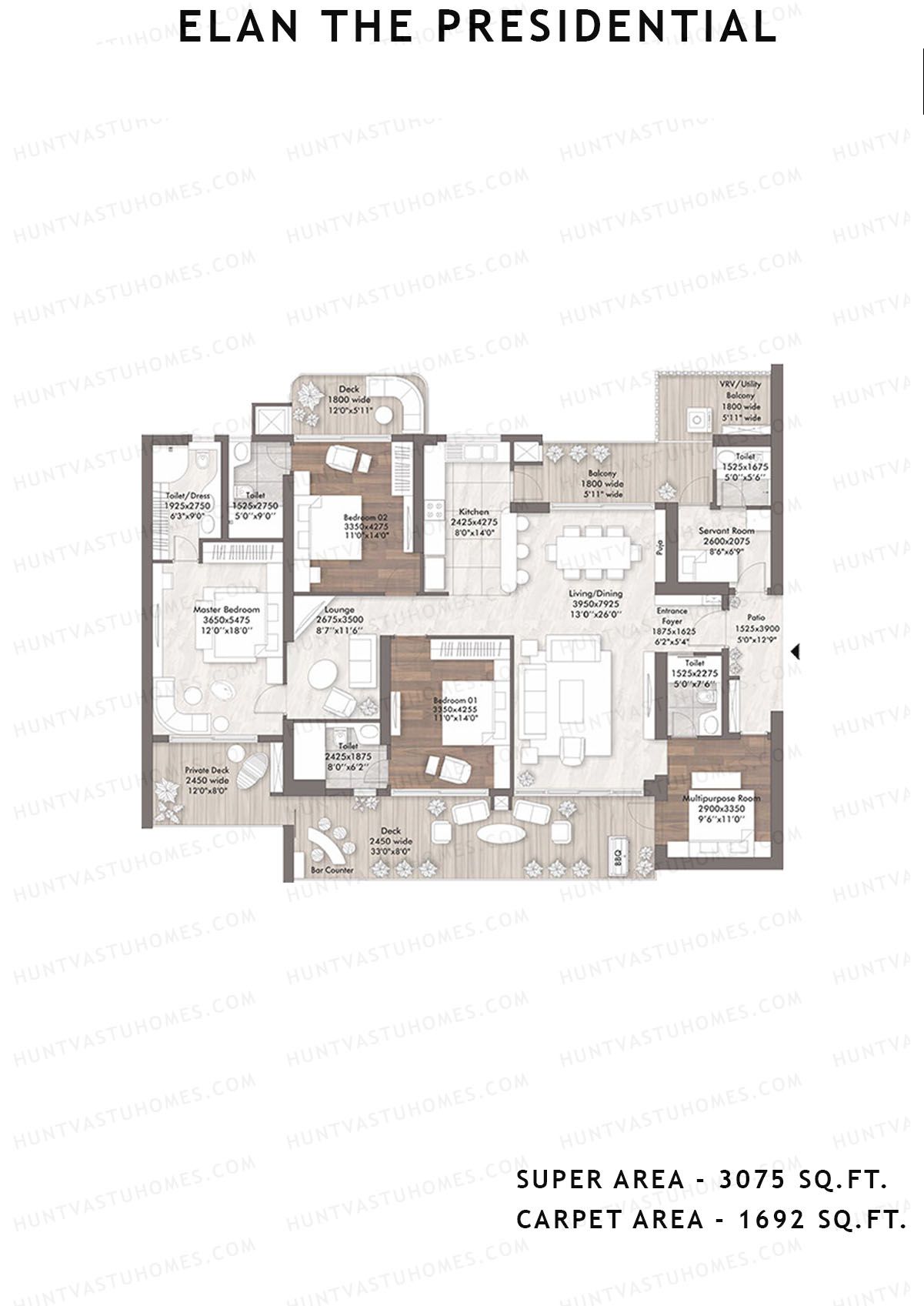 Elan The Presidential Tower 3 Unit 2 Floor Plan