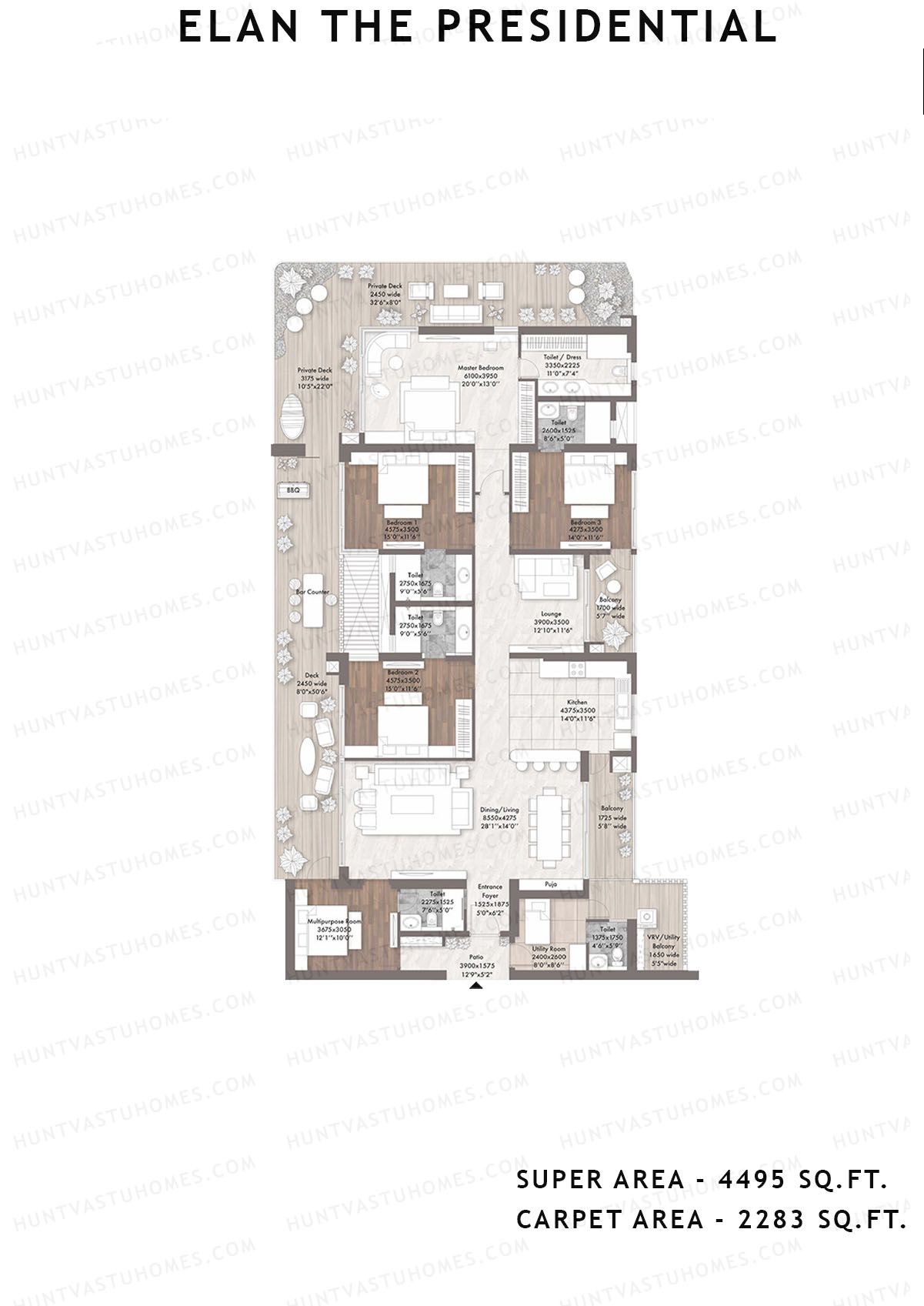 Elan The Presidential Tower 14 Unit 1 Floor Plan