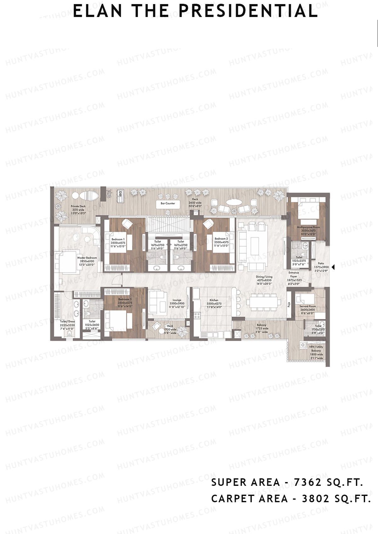Elan The Presidential Tower 14 Unit 3 Floor Plan