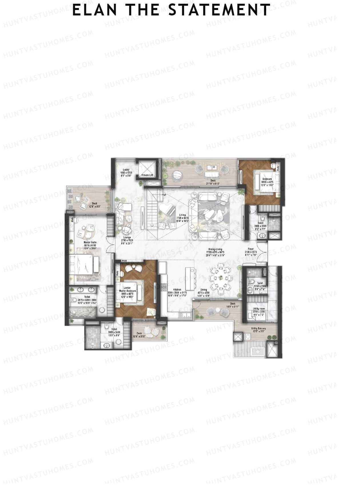 Elan The Statement Tower 1 Unit 1 TYPE PH LW(Penthouse) Floor Plan