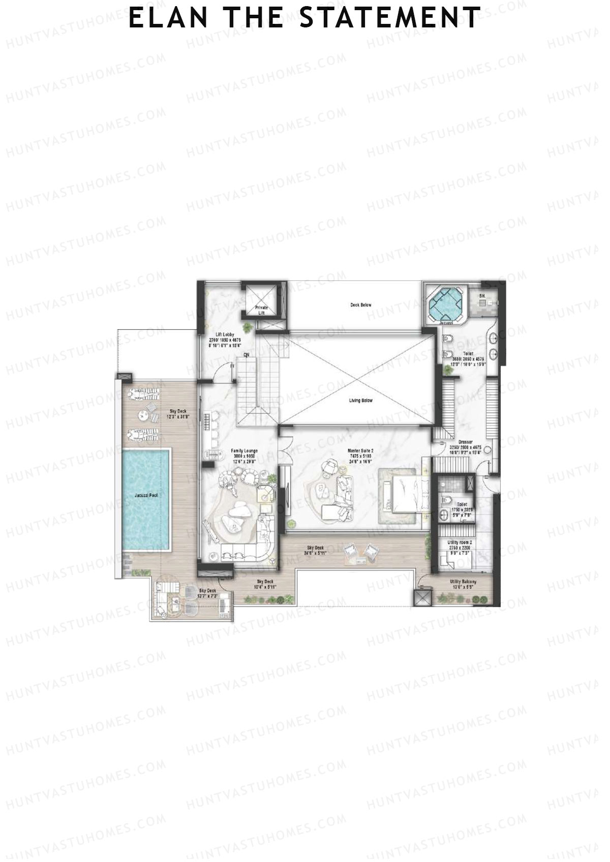 Elan The Statement Tower 1 Unit 1 TYPE PH LW(Penthouse) Floor Plan