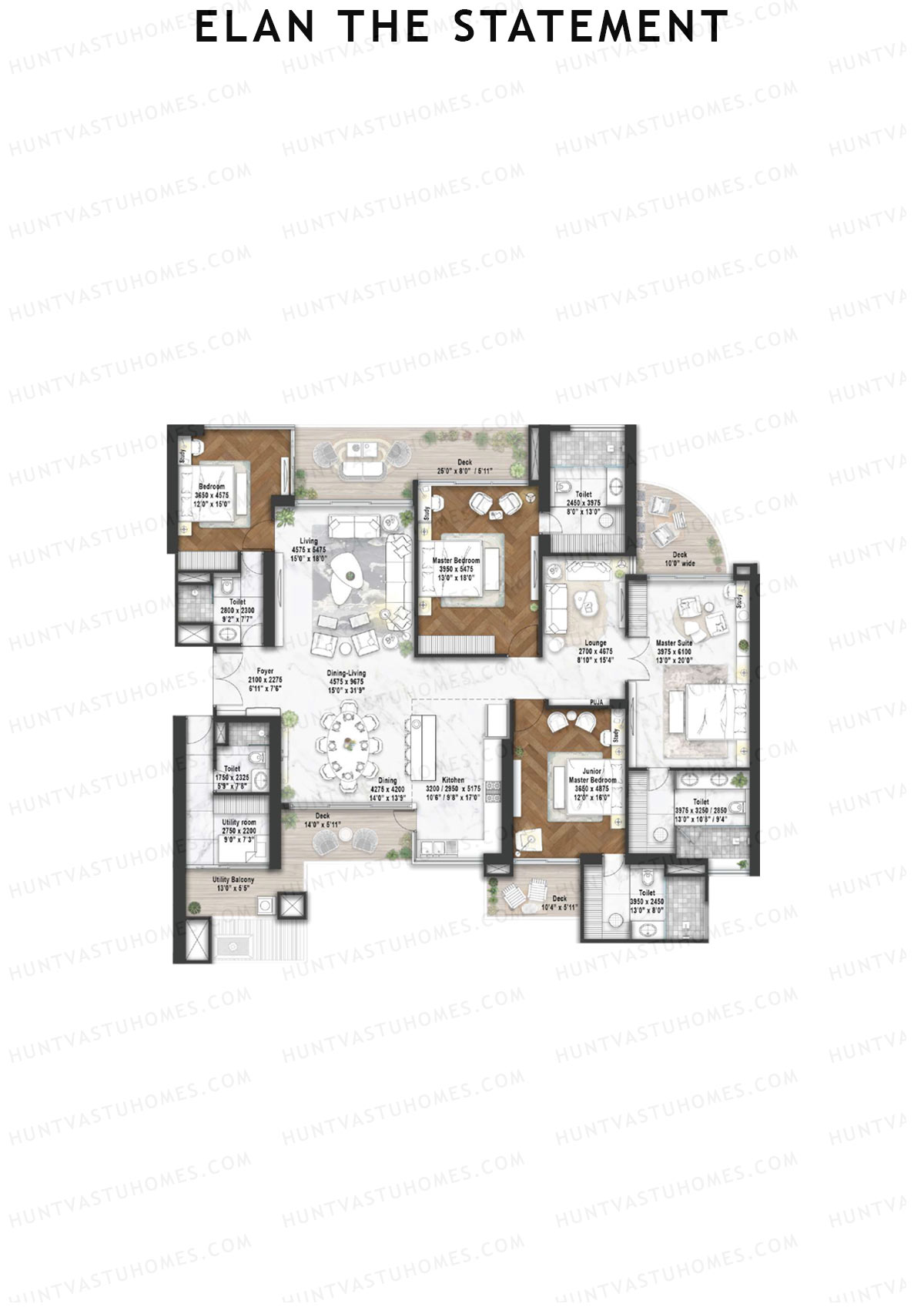 Elan The Statement Tower 1 Unit 2 Floor Plan