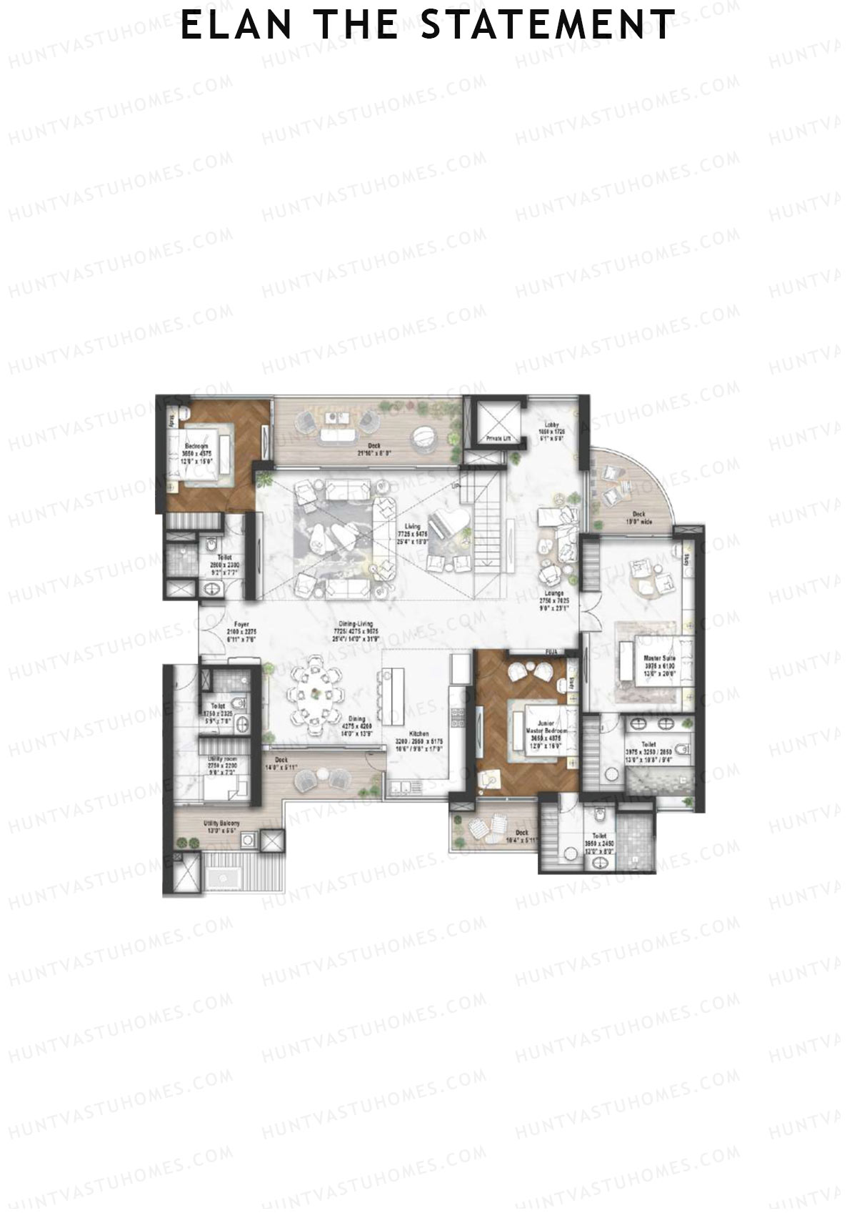 Elan The Statement Tower 1 Unit 2 TYPE PH LW(Penthouse) Floor Plan