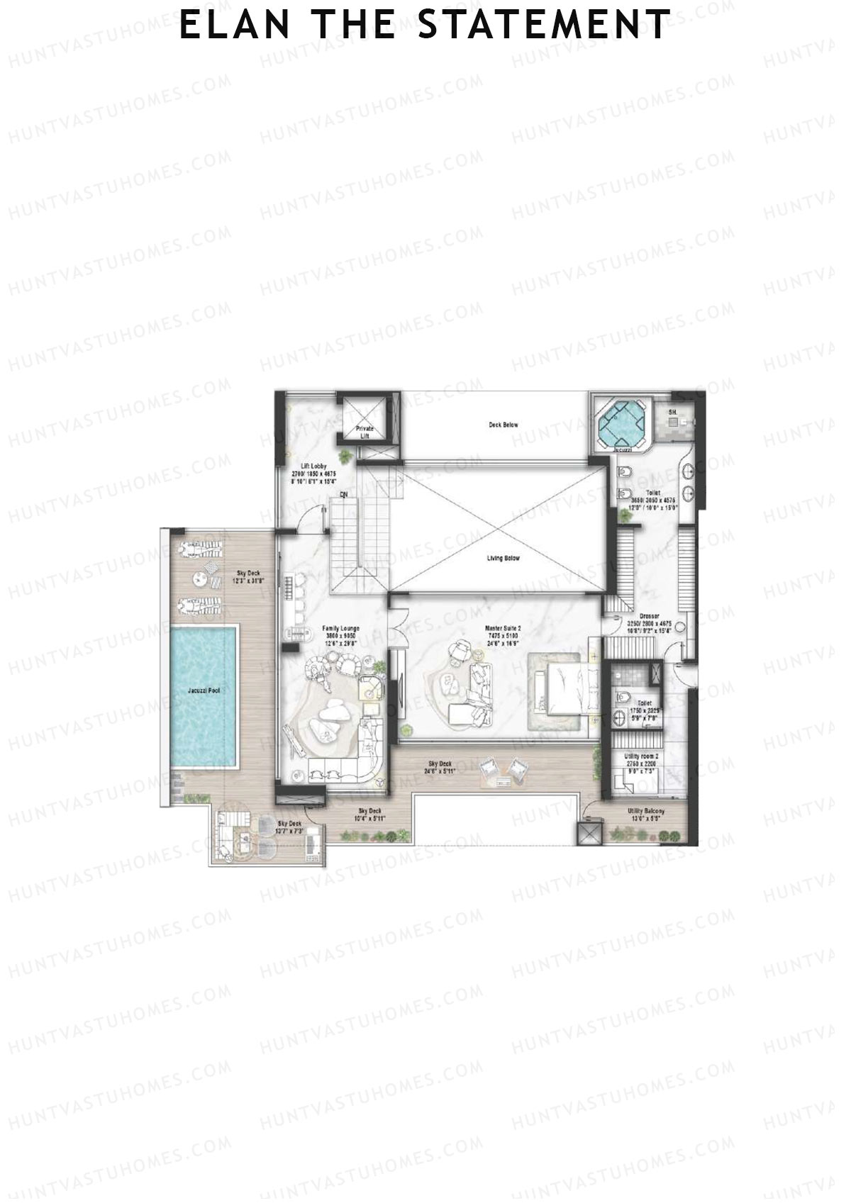 Elan The Statement Tower 2 Unit 1 TYPE PH LW(Penthouse) Floor Plan