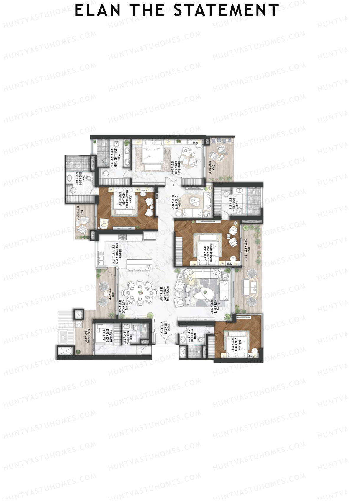 Elan The Statement Tower 3 Unit 1 Floor Plan