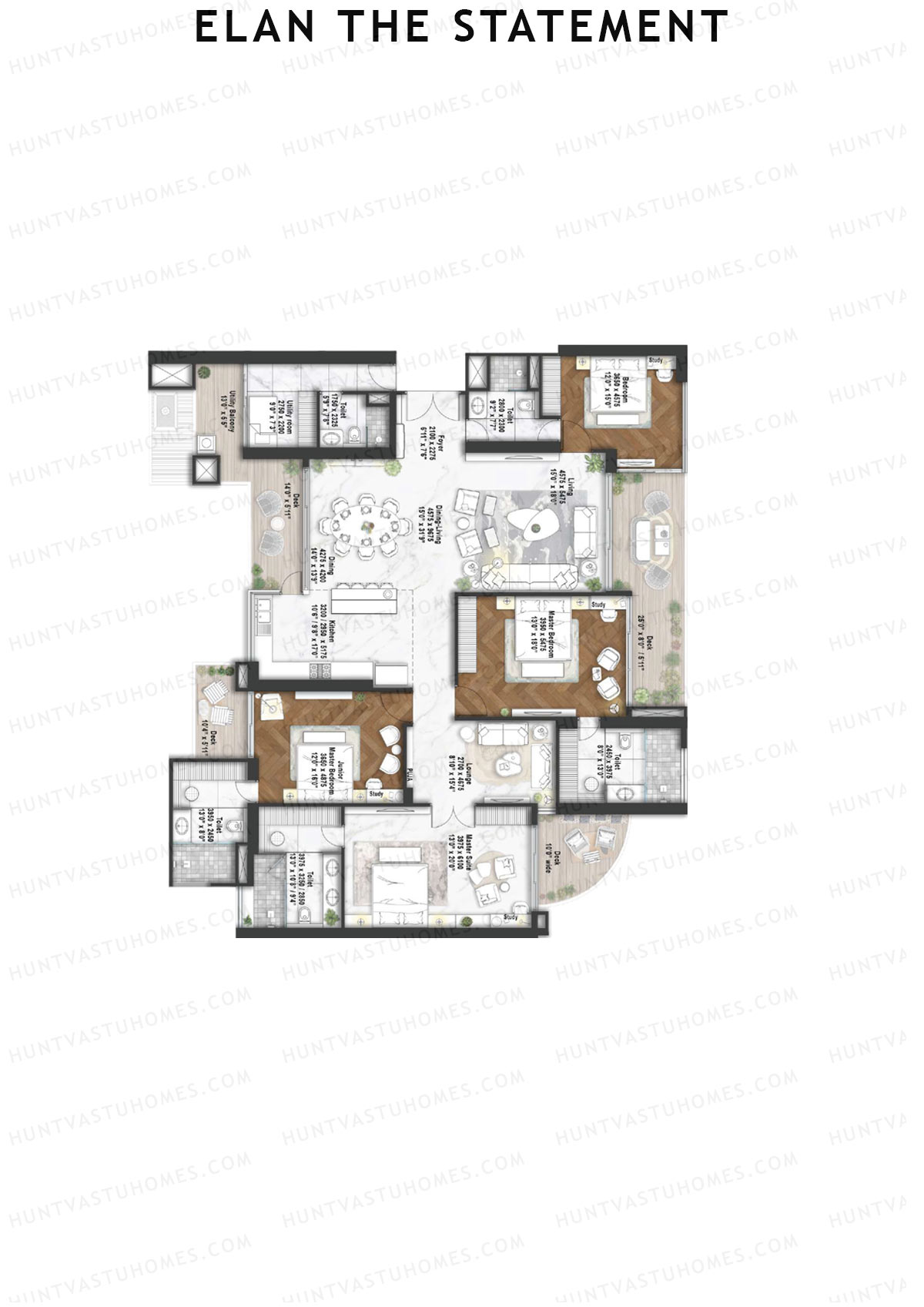 Elan The Statement Tower 3 Unit 2 Floor Plan
