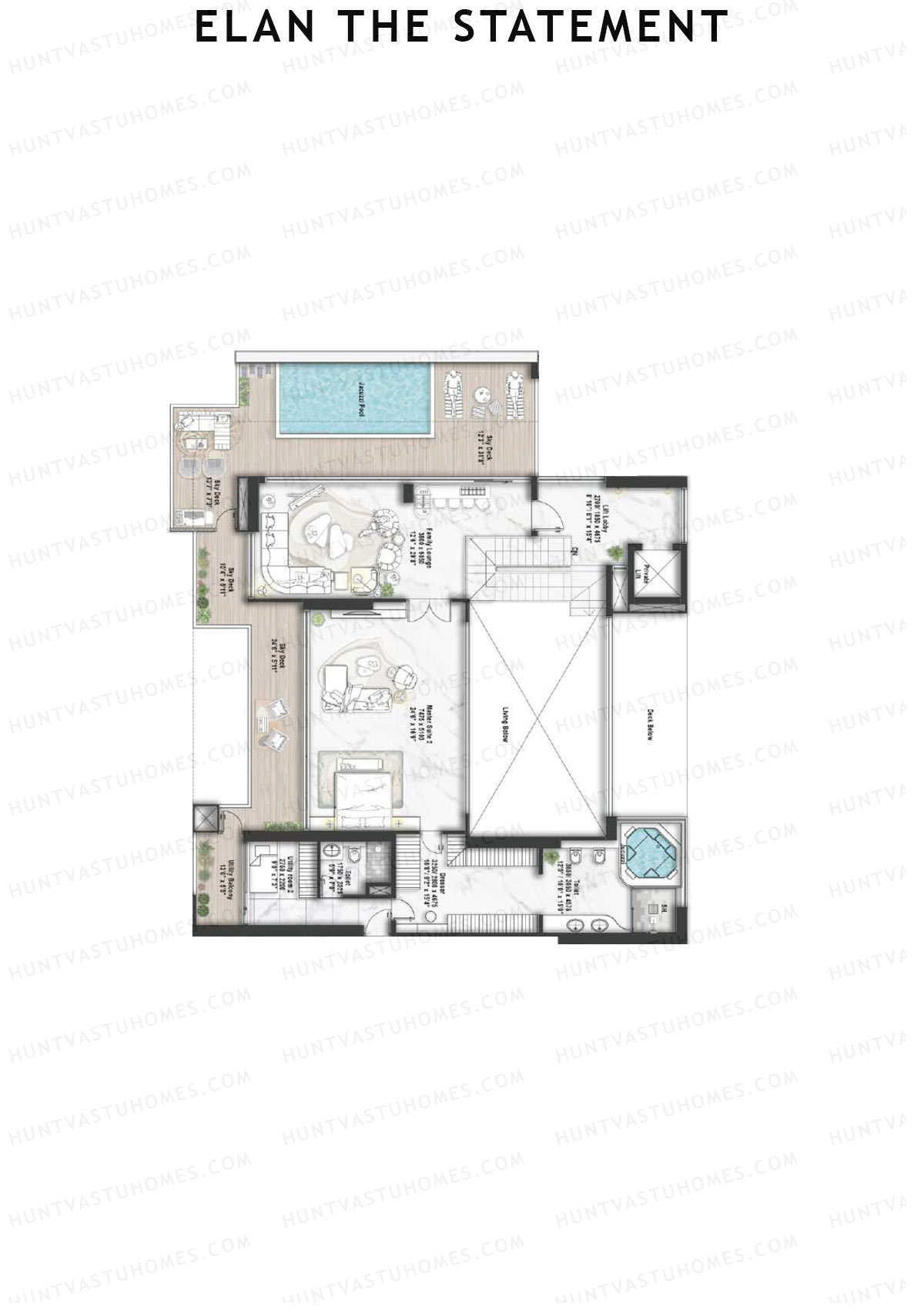 Elan The Statement Tower 5 Unit 1 TYPE PH LW(Penthouse) Floor Plan