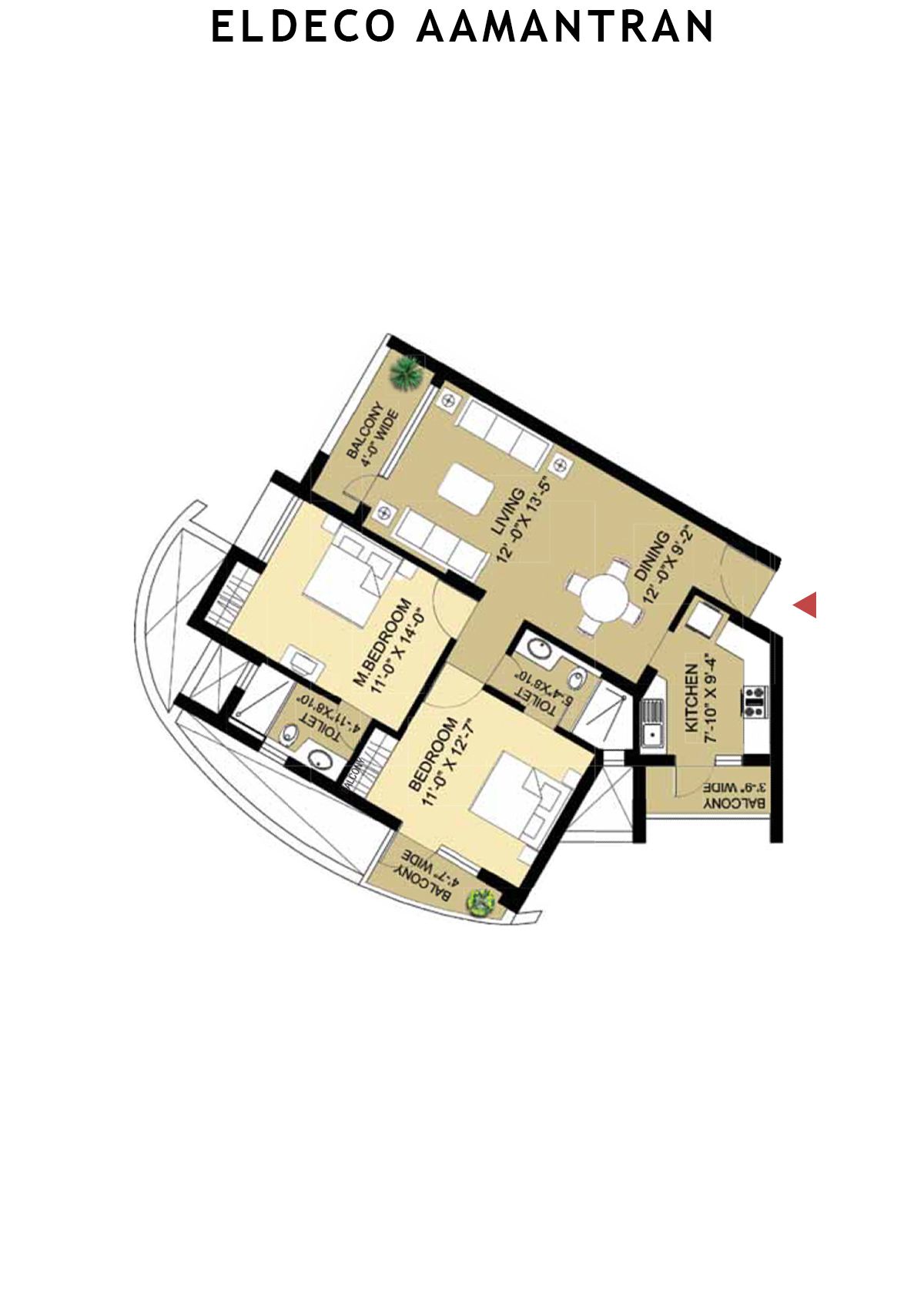 Eldeco Aamantran Tower S4 Unit A Floor Plan