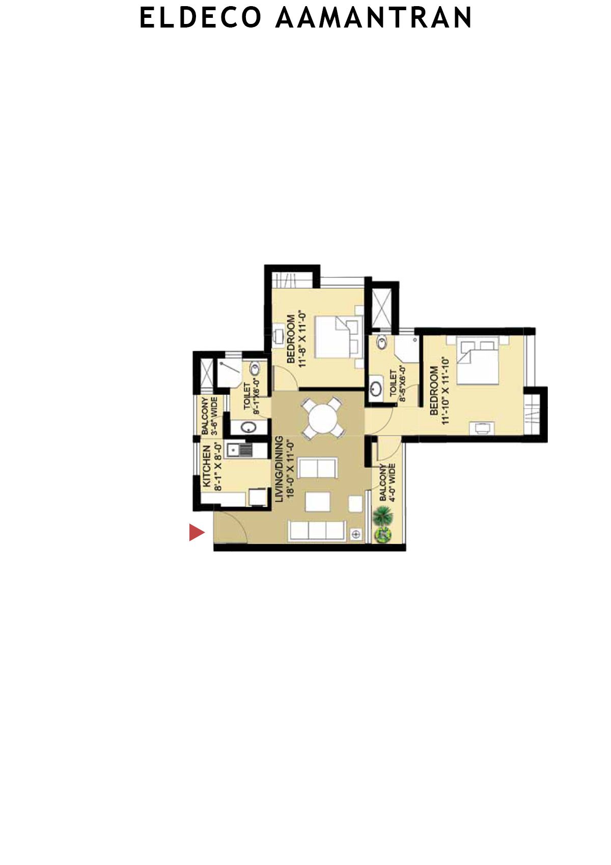 Eldeco Aamantran Tower S4 Unit F Floor Plan