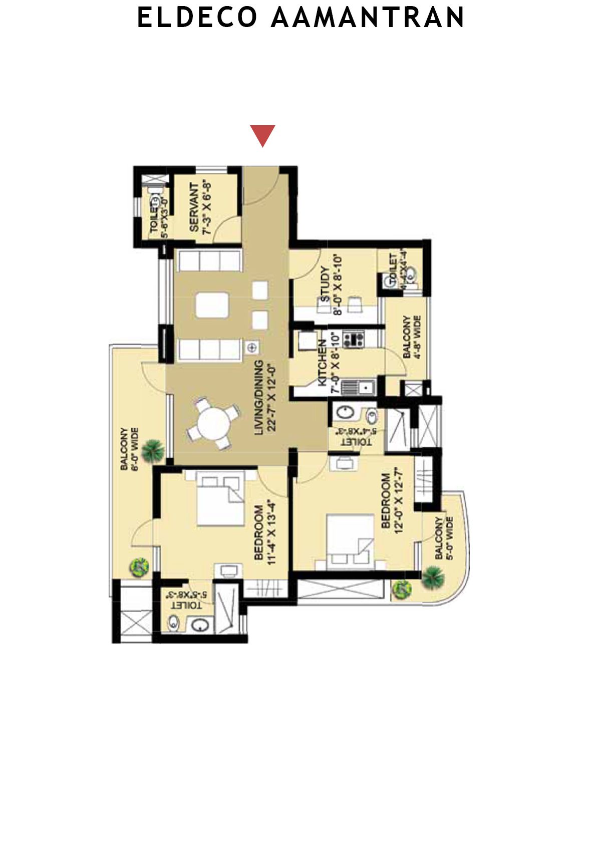 Eldeco Aamantran Tower S6 Unit B Floor Plan