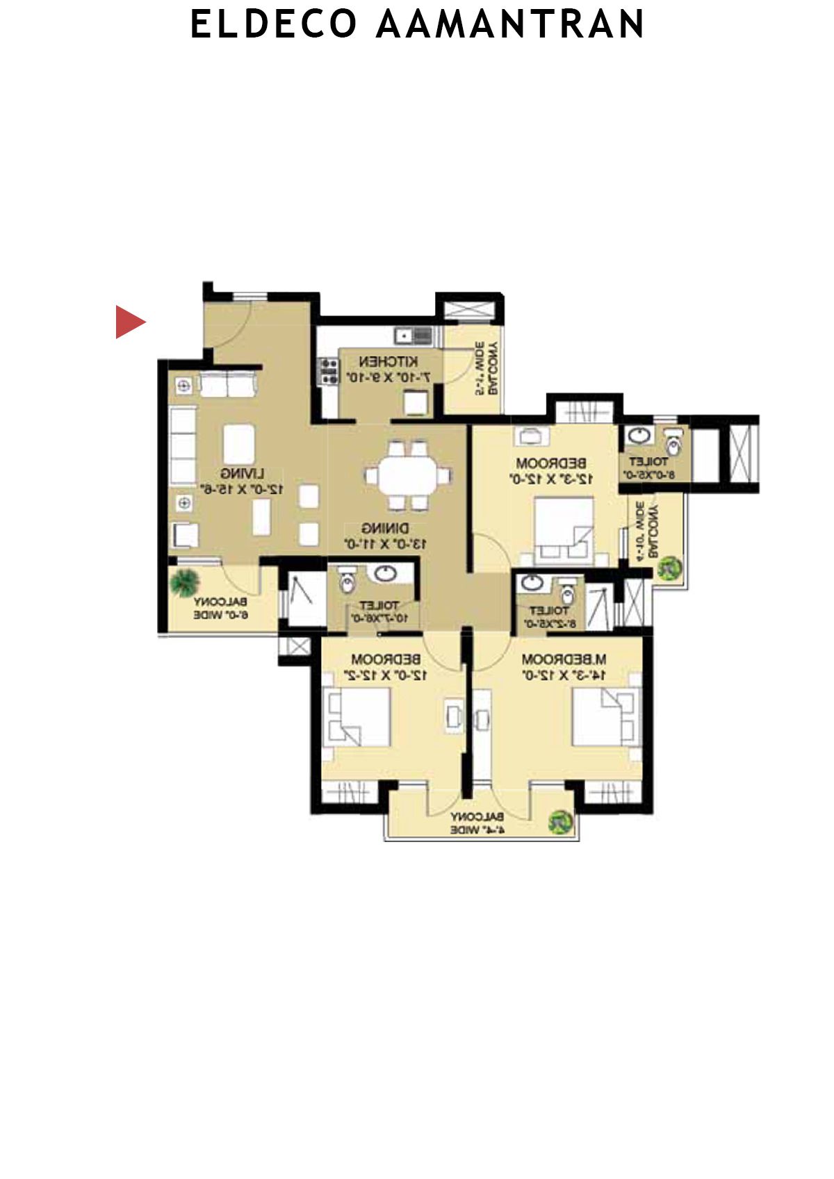 Eldeco Aamantran Tower S1 Unit C Floor Plan
