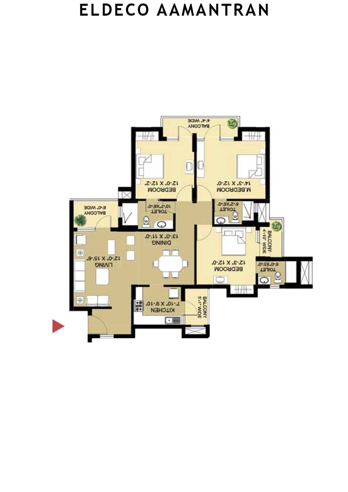 Eldeco Aamantran Tower S1 Unit C1 Floor Plan