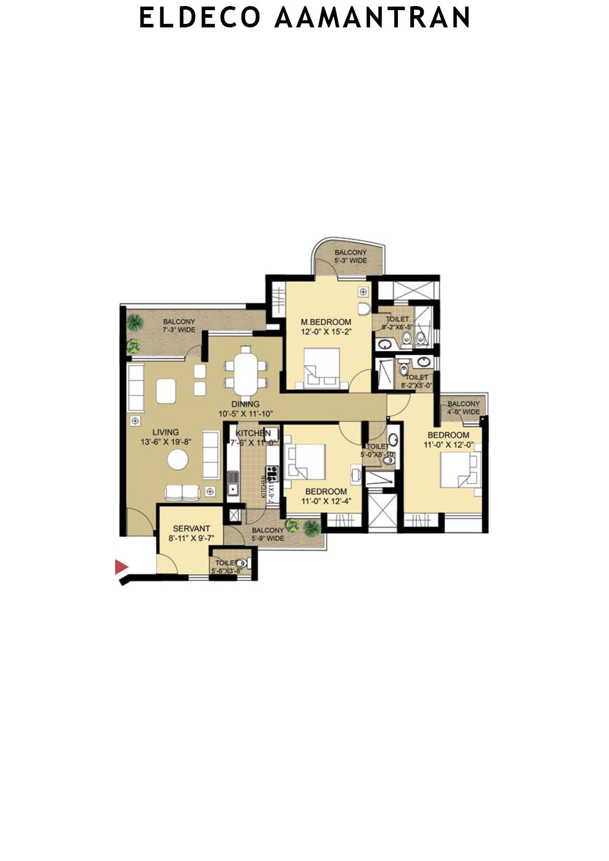 Eldeco Aamantran Tower S5 Unit D Floor Plan