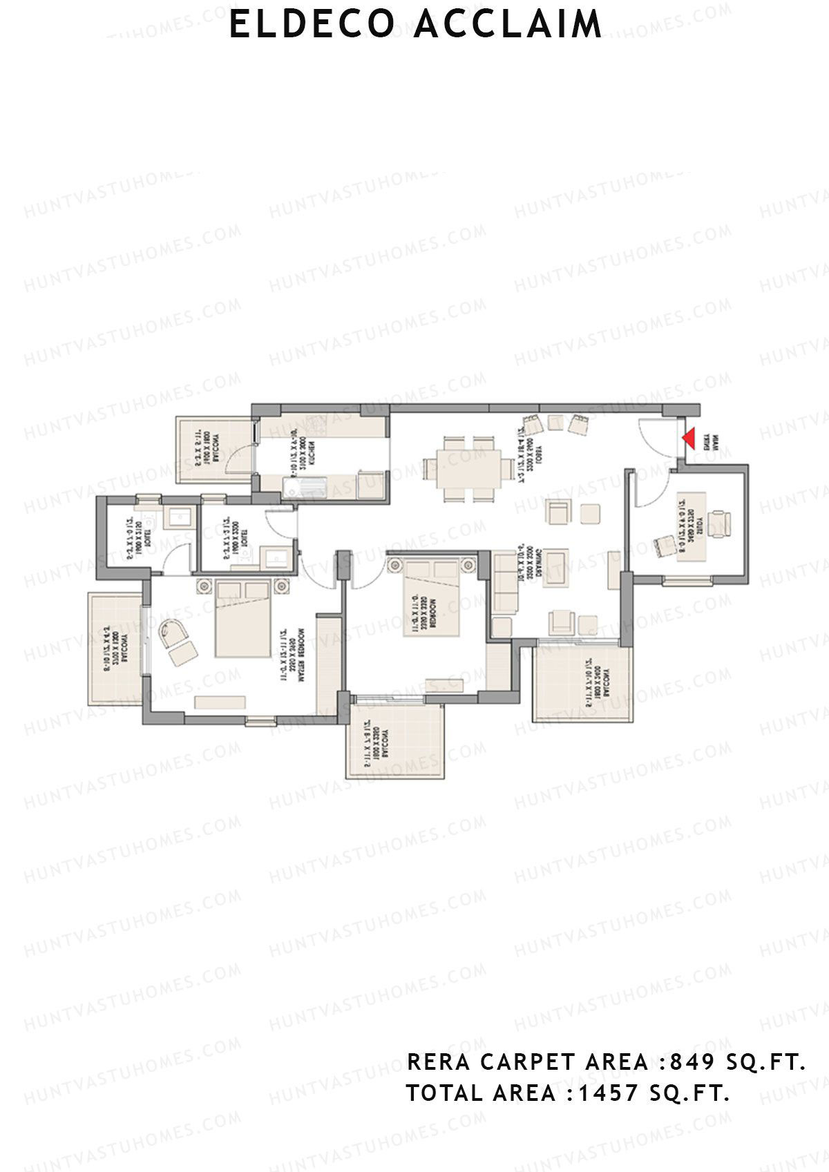 Eldeco Acclaim Tower 10 Unit 3 Floor Plan