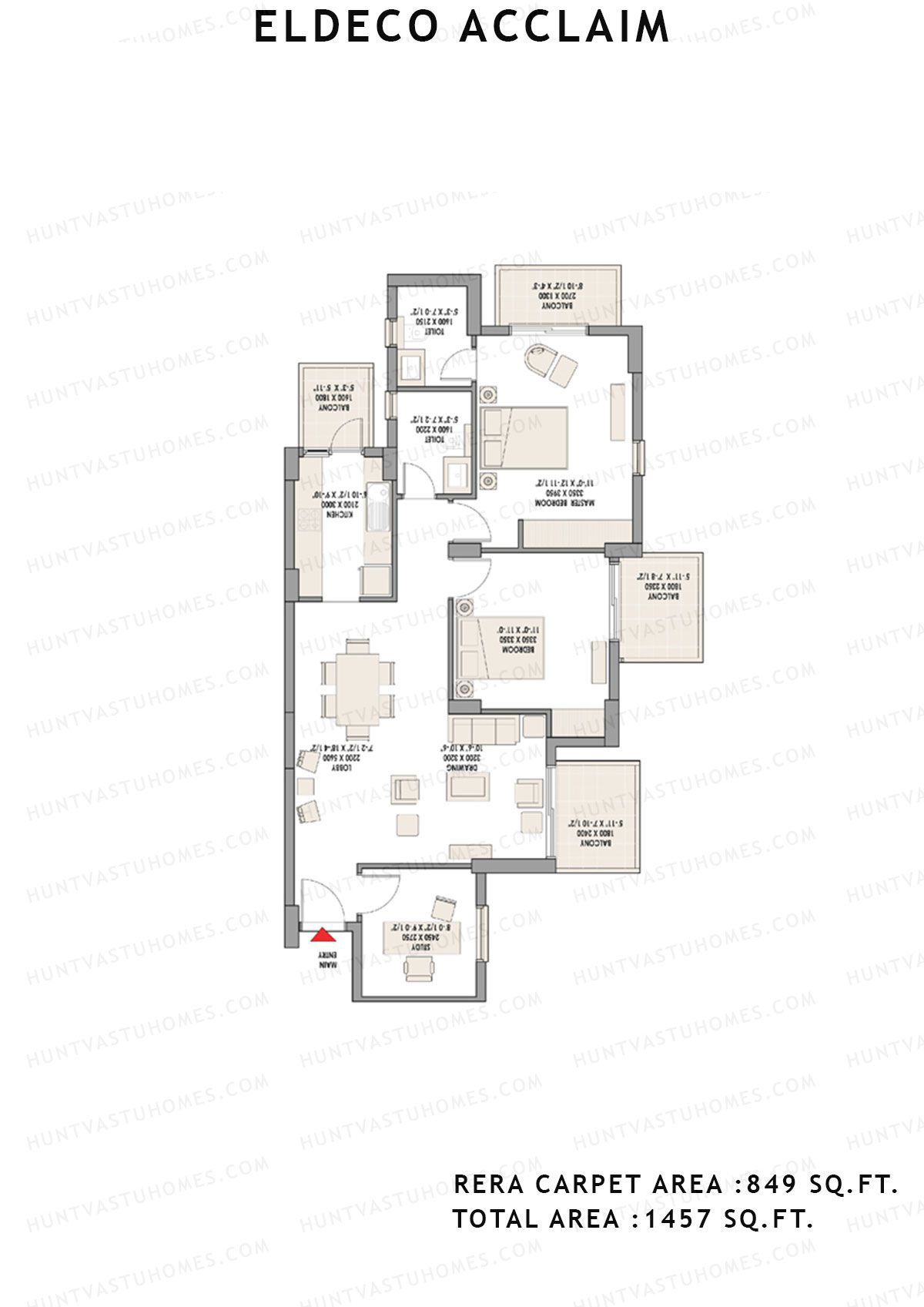 Eldeco Acclaim Tower 9 Unit 3 Floor Plan