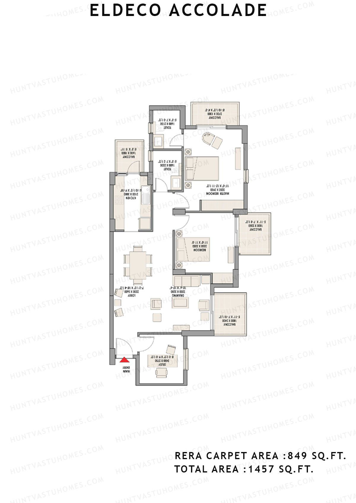 Eldeco Accolade Tower 3 Unit 3 Floor Plan