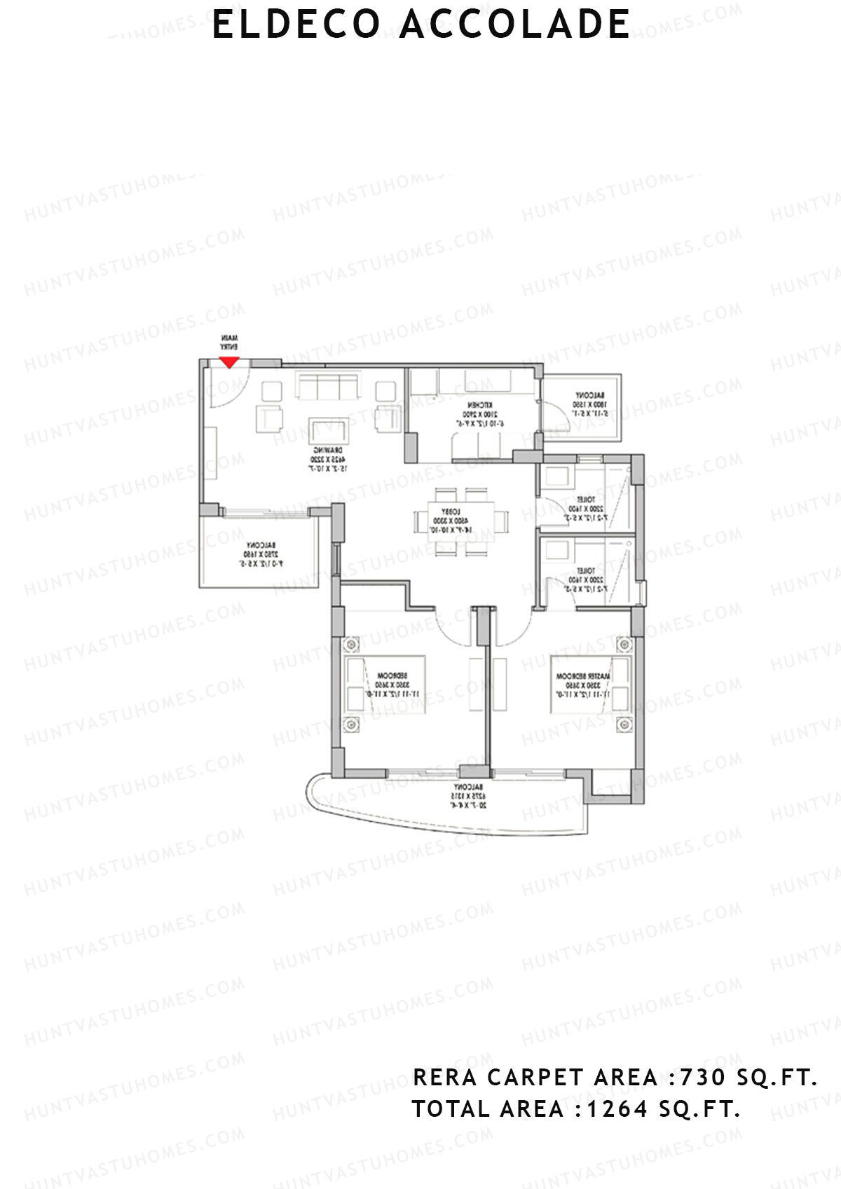 Eldeco Accolade Tower 3 Unit 5 Floor Plan