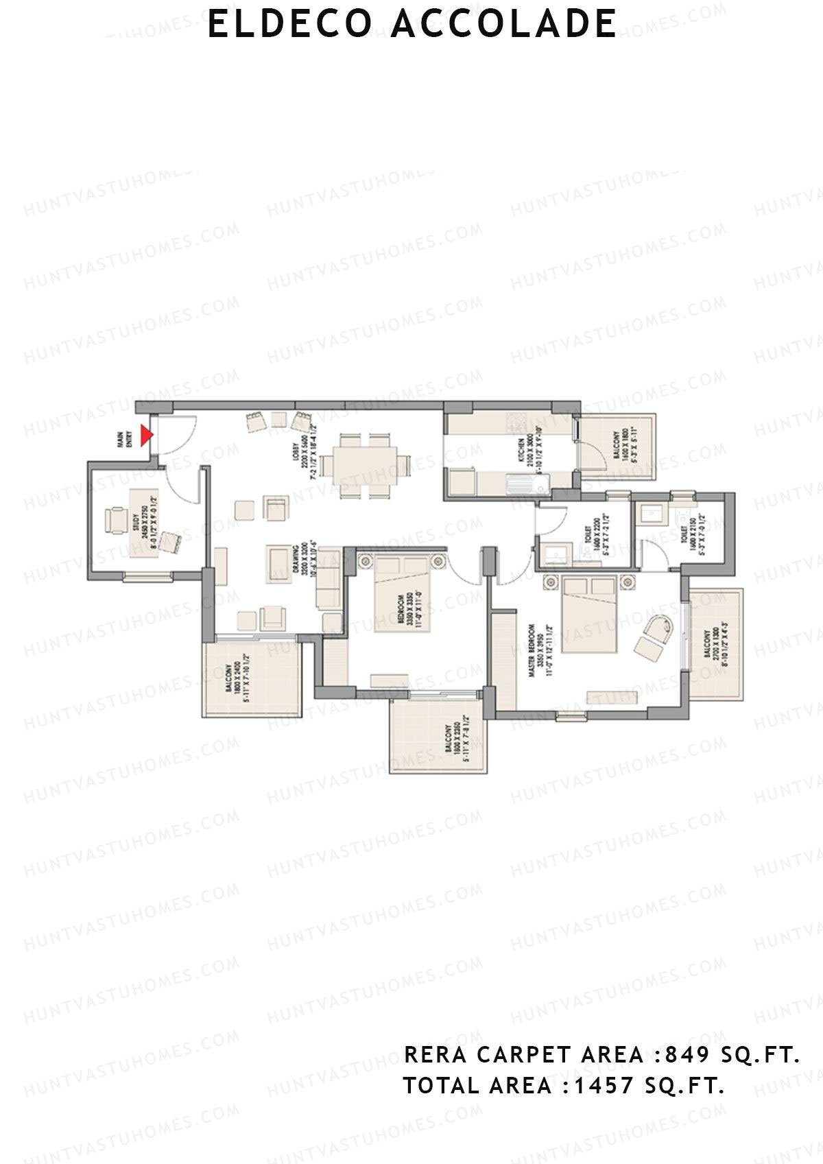 Eldeco Accolade Tower 4 Unit 3 Floor Plan