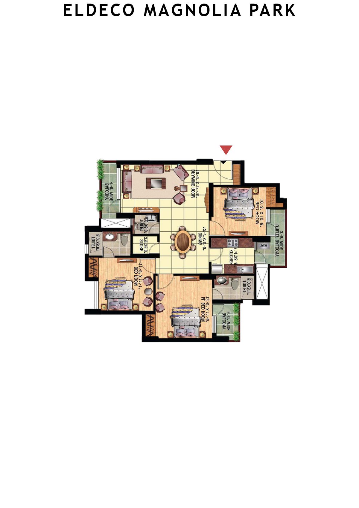 Eldeco Magnolia Park Tower MP3 Unit K Floor Plan