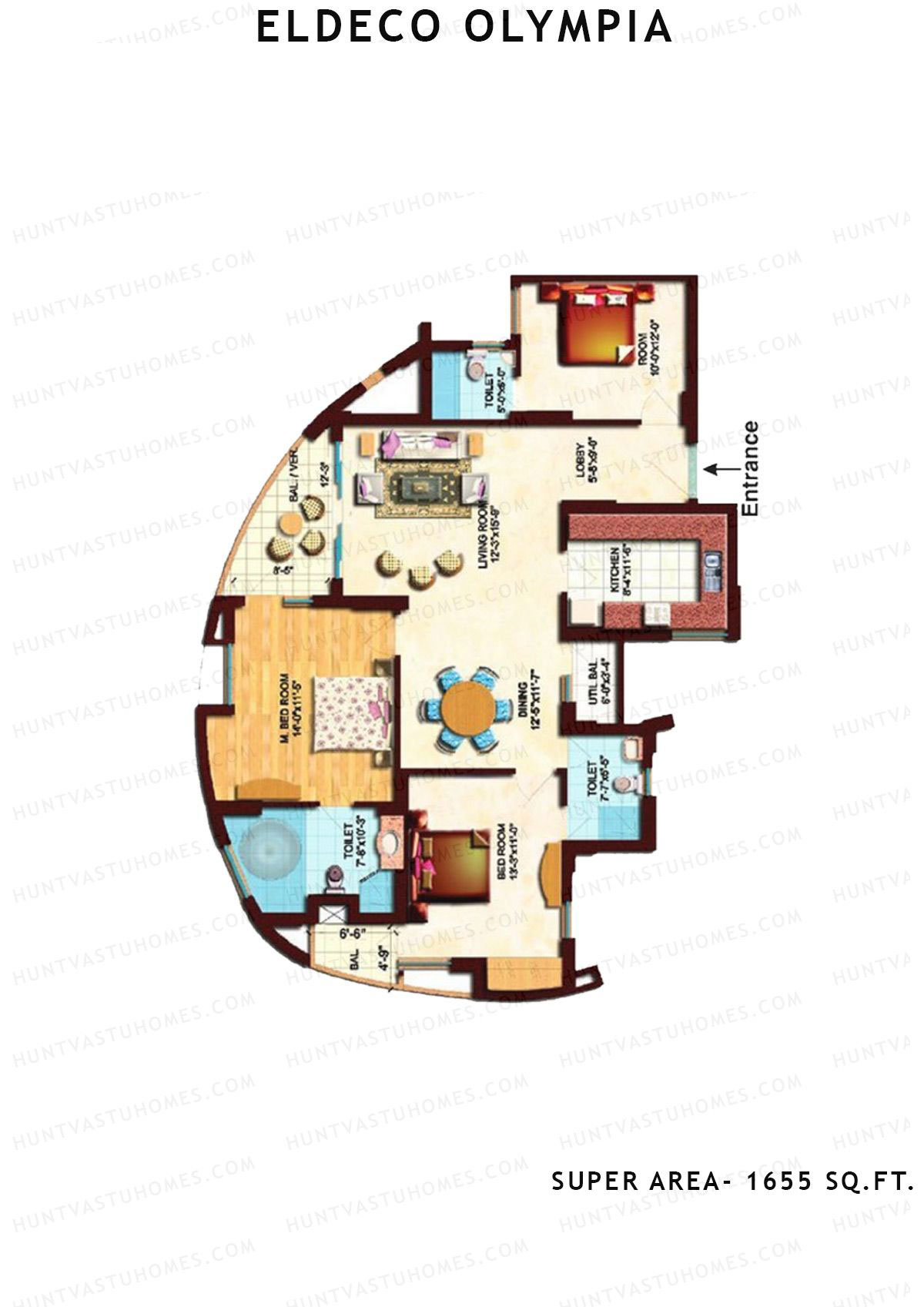 Eldeco Olympia OLYMPIA 1 Unit X03 (Type B) Floor Plan