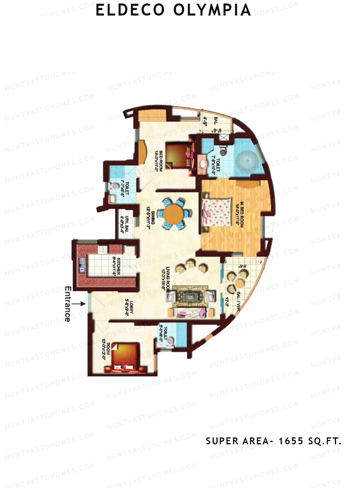 Eldeco Olympia OLYMPIA 2 Unit X04 (Type B) Floor Plan