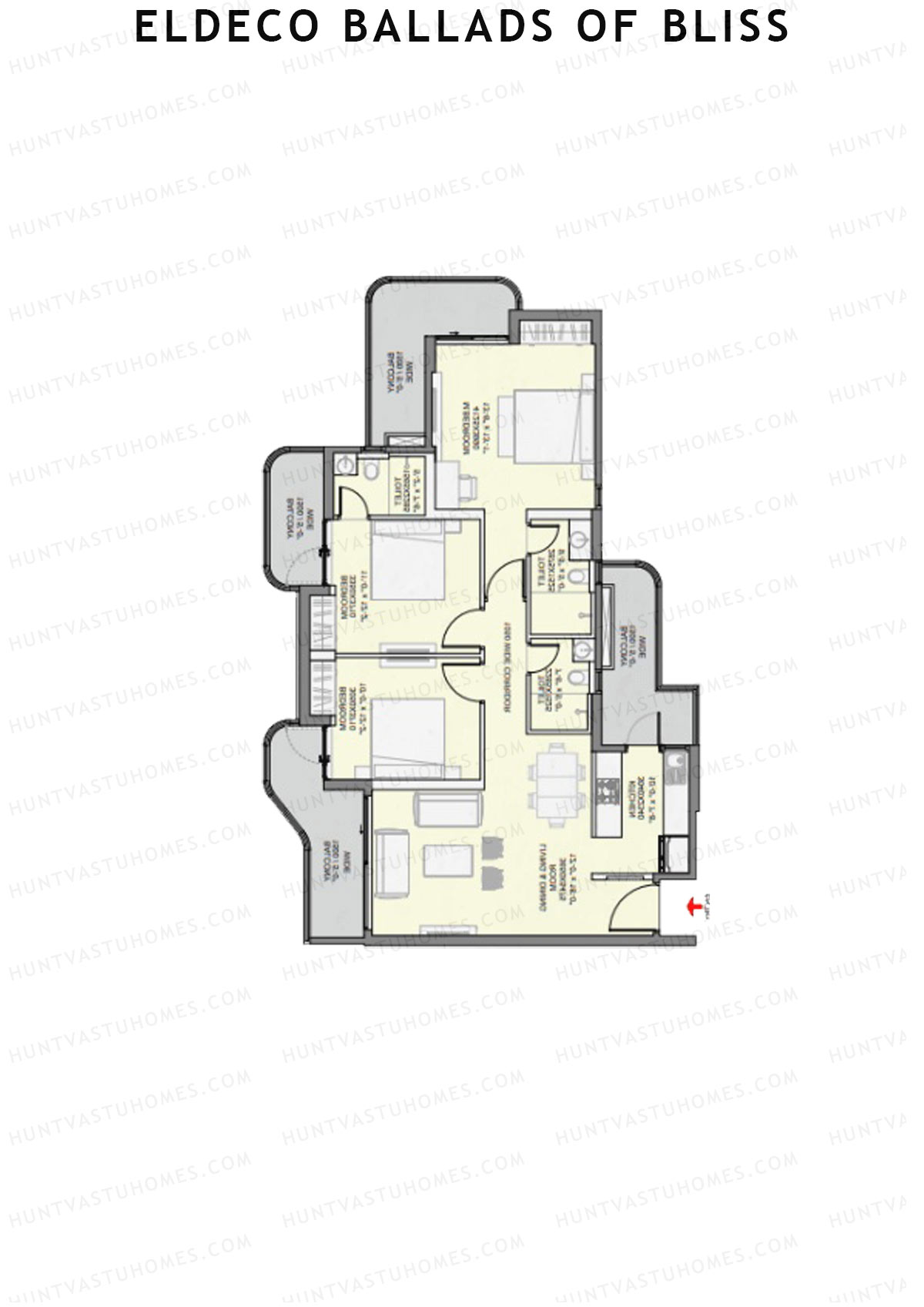 Eldeco Ballads of Bliss Cadence Unit 1 Floor Plan