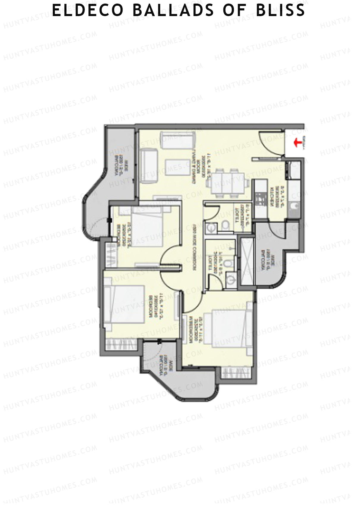 Eldeco Ballads of Bliss Cadence Unit 3 Floor Plan
