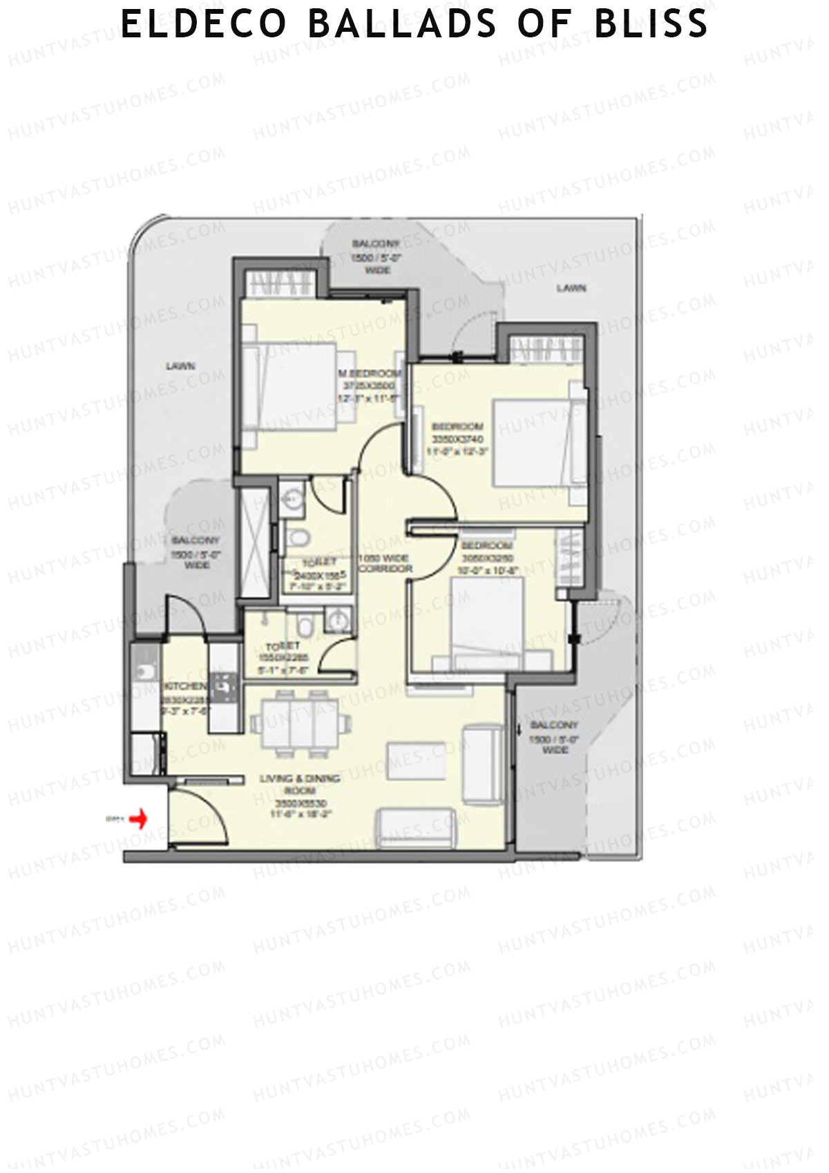 Eldeco Ballads of Bliss Cadence Unit 5 Floor Plan