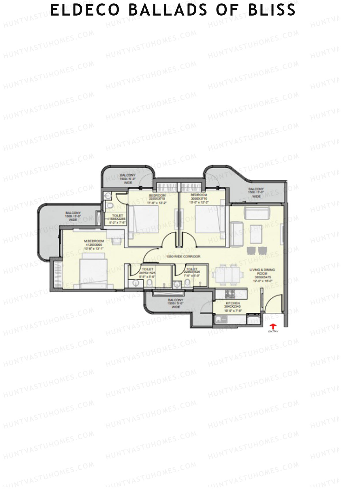 Eldeco Ballads of Bliss Harmony Unit 1 Floor Plan