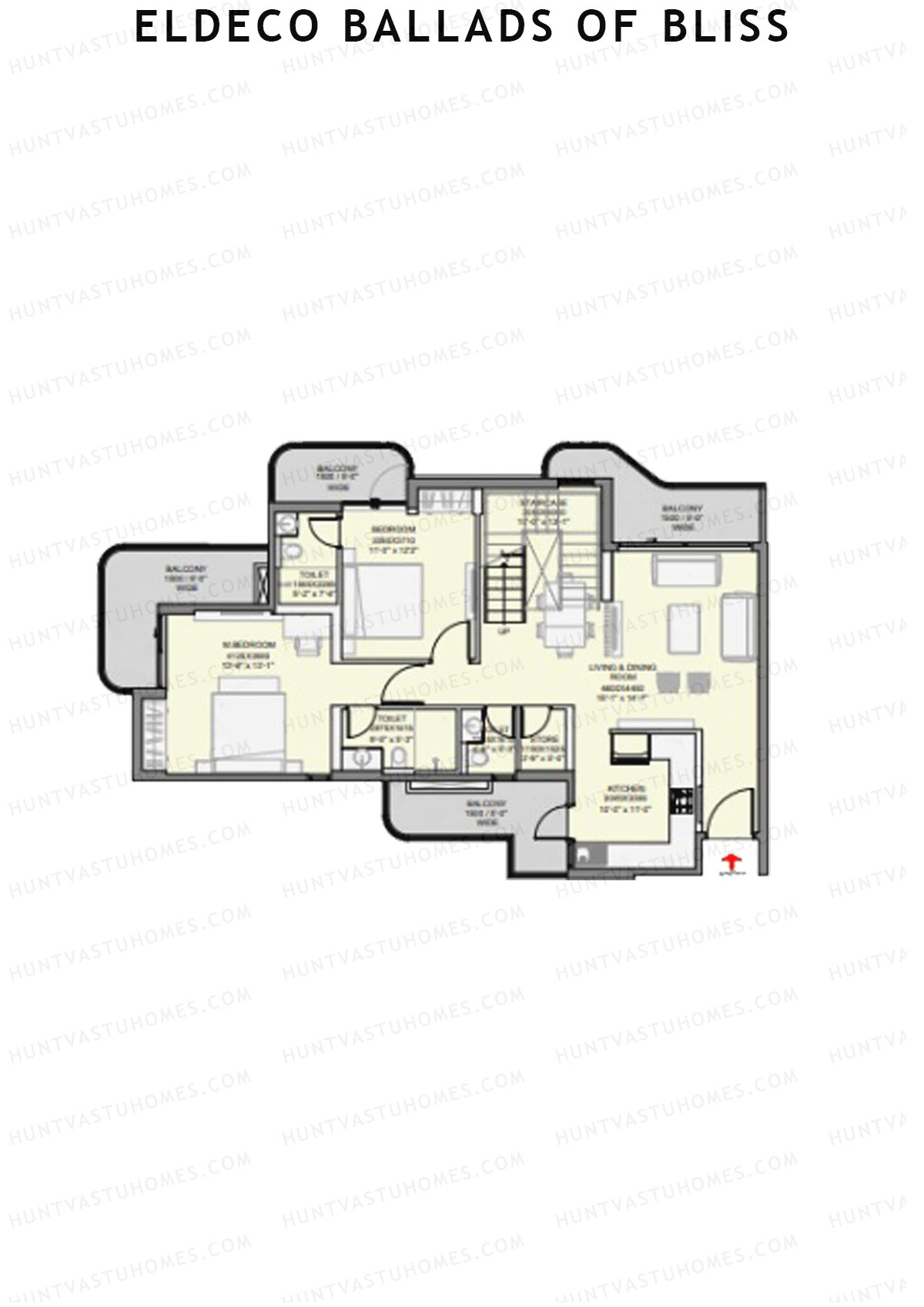 Eldeco Ballads of Bliss Harmony Unit 1 (Penthouse) Floor Plan