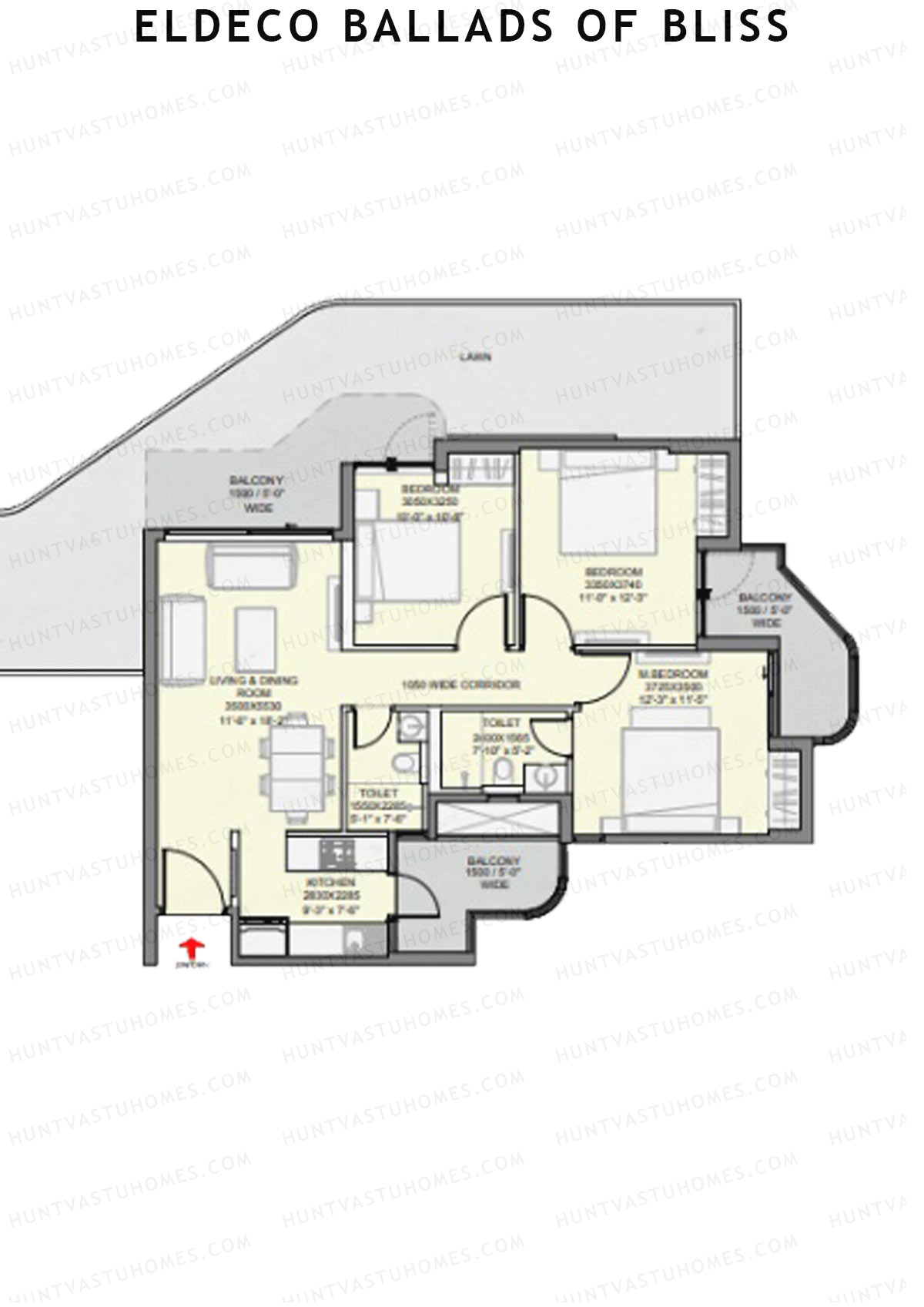 Eldeco Ballads of Bliss Harmony Unit 3 Floor Plan