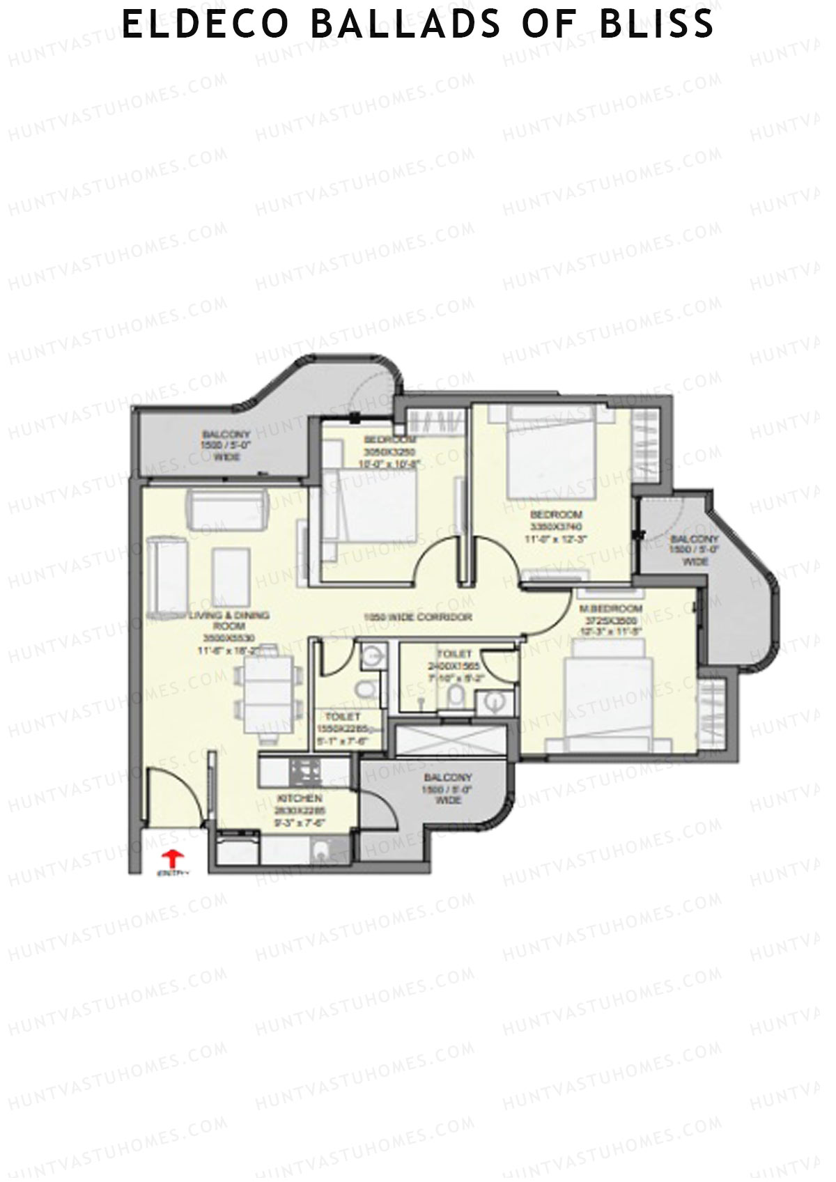 Eldeco Ballads of Bliss Harmony Unit 3 Floor Plan