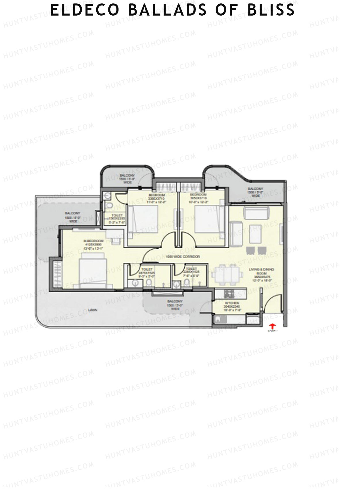 Eldeco Ballads of Bliss Rhythm Unit 1 Floor Plan