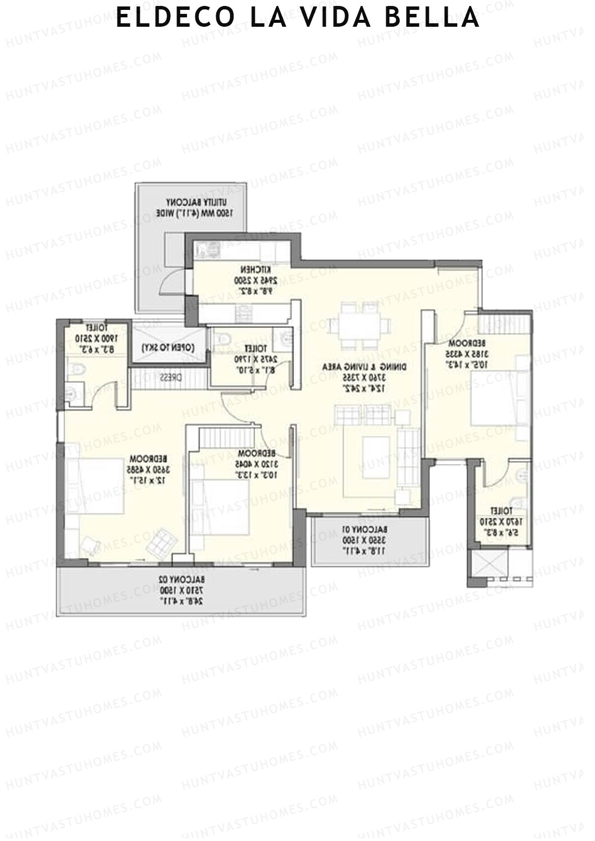 Eldeco la vida bella Bellisimo 1 Unit 2 (Type 1) Floor Plan