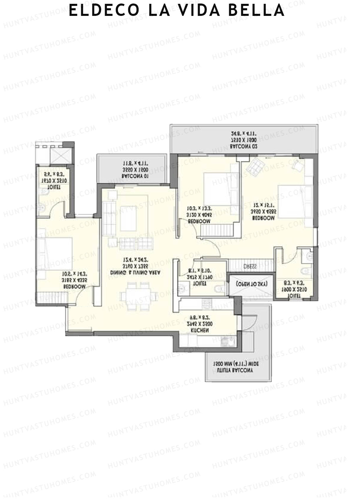 Eldeco la vida bella Bellisimo 1 Unit 4 (Type 1) Floor Plan