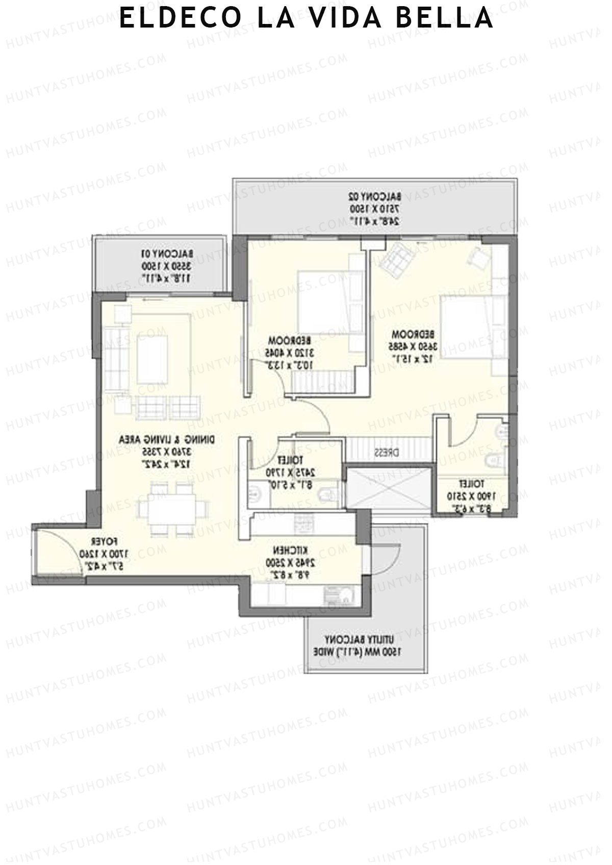 Eldeco la vida bella Bellisimo 2 Unit 4 (Type 2) Floor Plan