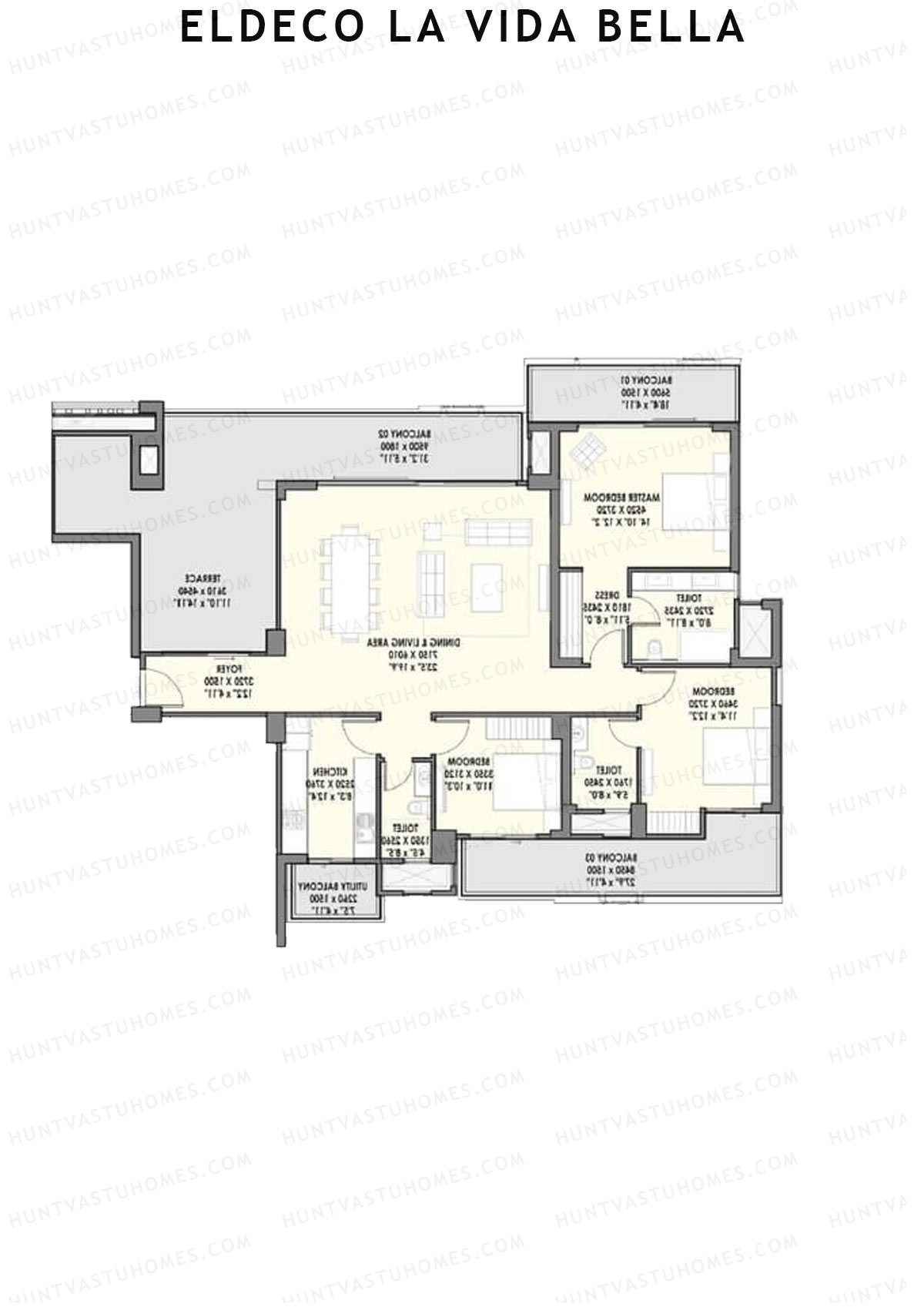Eldeco la vida bella Magnifico 1 Unit 1 (Type 7) Floor Plan