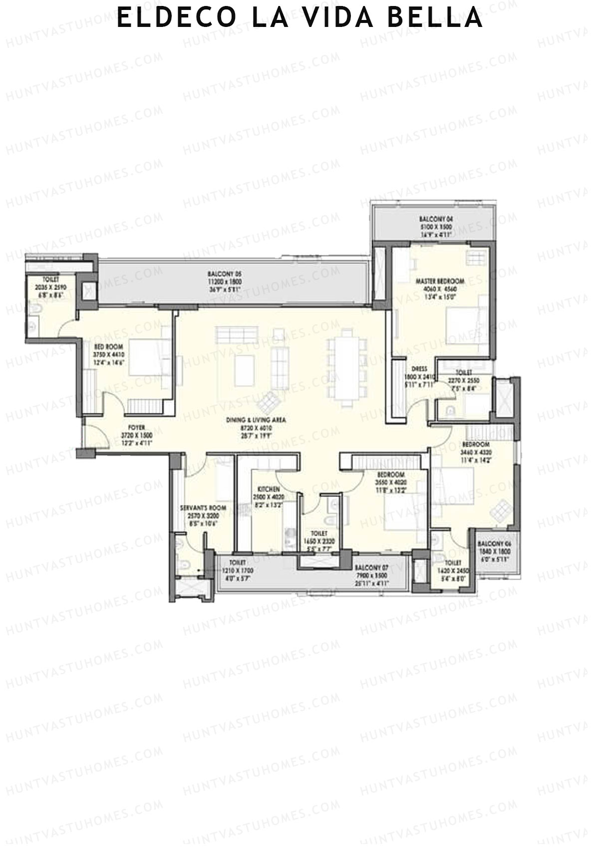 Eldeco la vida bella Magnifico 2 Unit 1 (Type 5) Floor Plan
