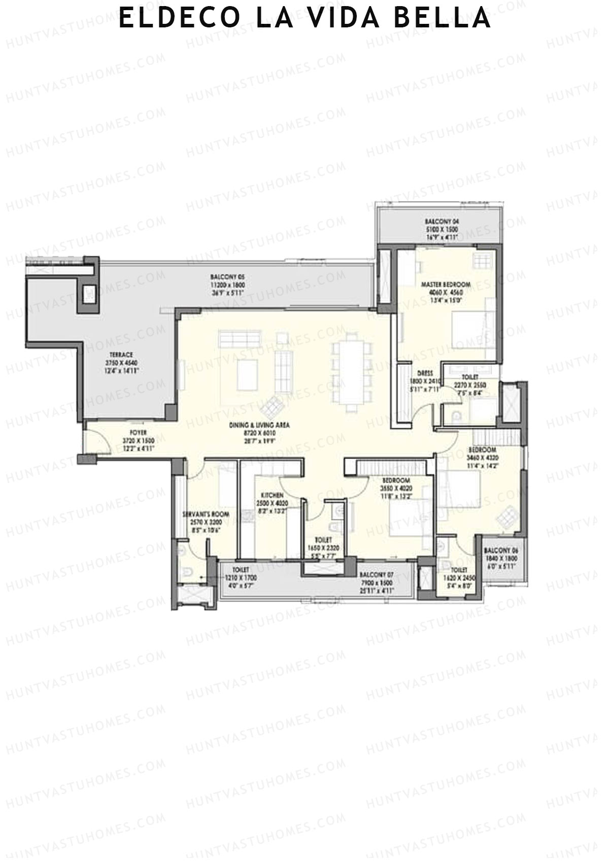 Eldeco la vida bella Magnifico 2 Unit 1 (Type 8) Floor Plan