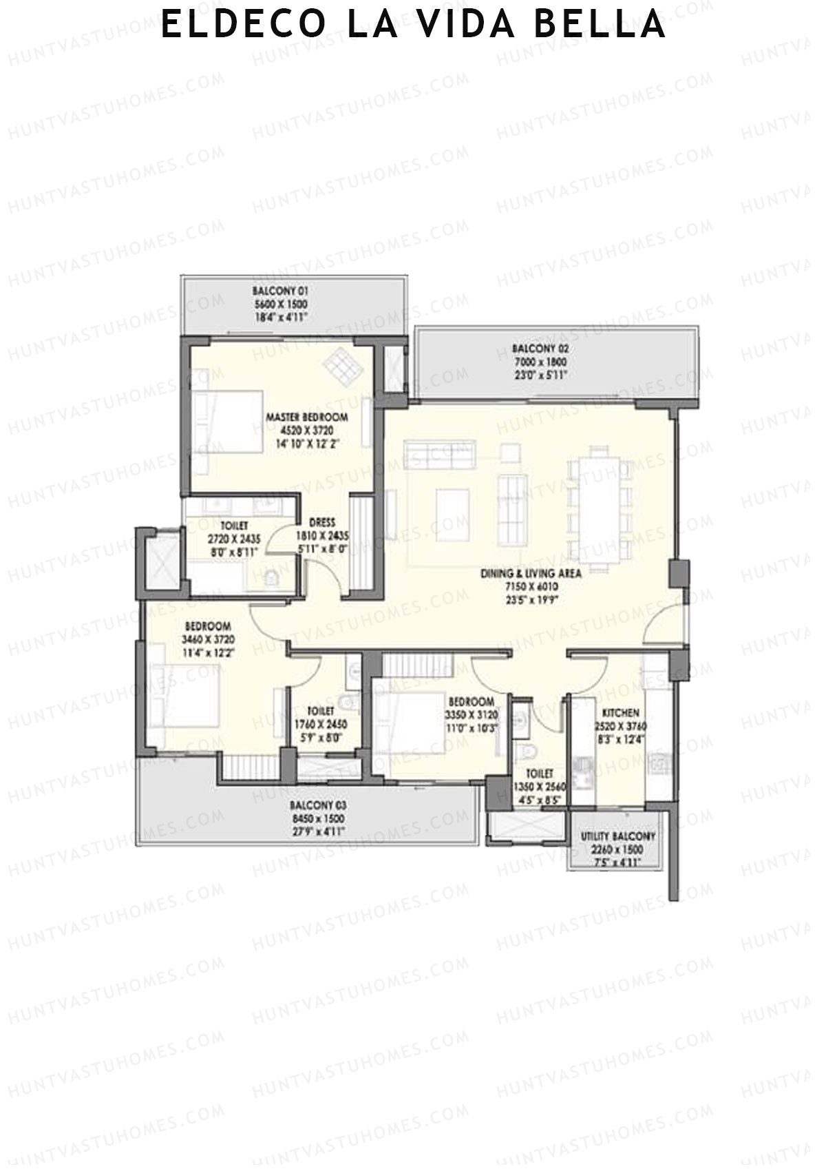 Eldeco la vida bella Magnifico 2 Unit 2 (Type 6) Floor Plan