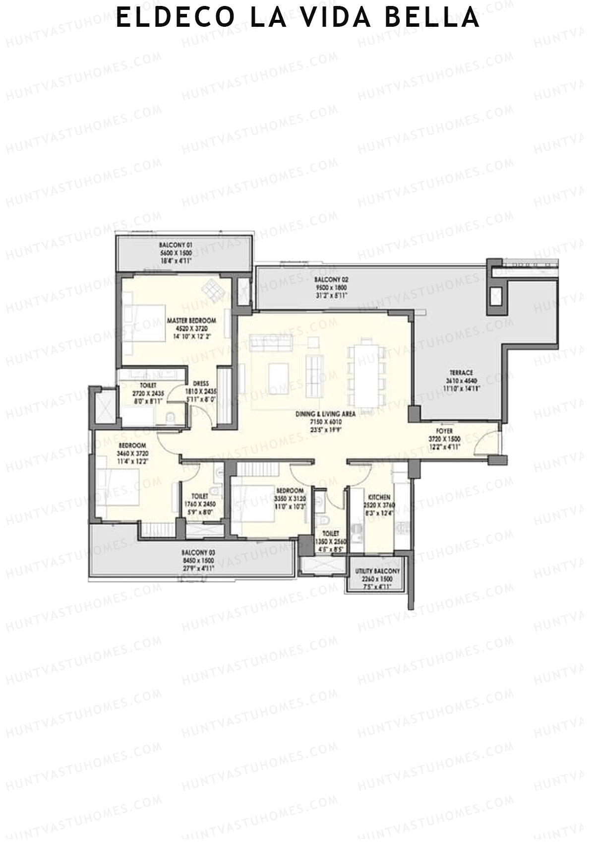 Eldeco la vida bella Magnifico 2 Unit 2 (Type 7) Floor Plan