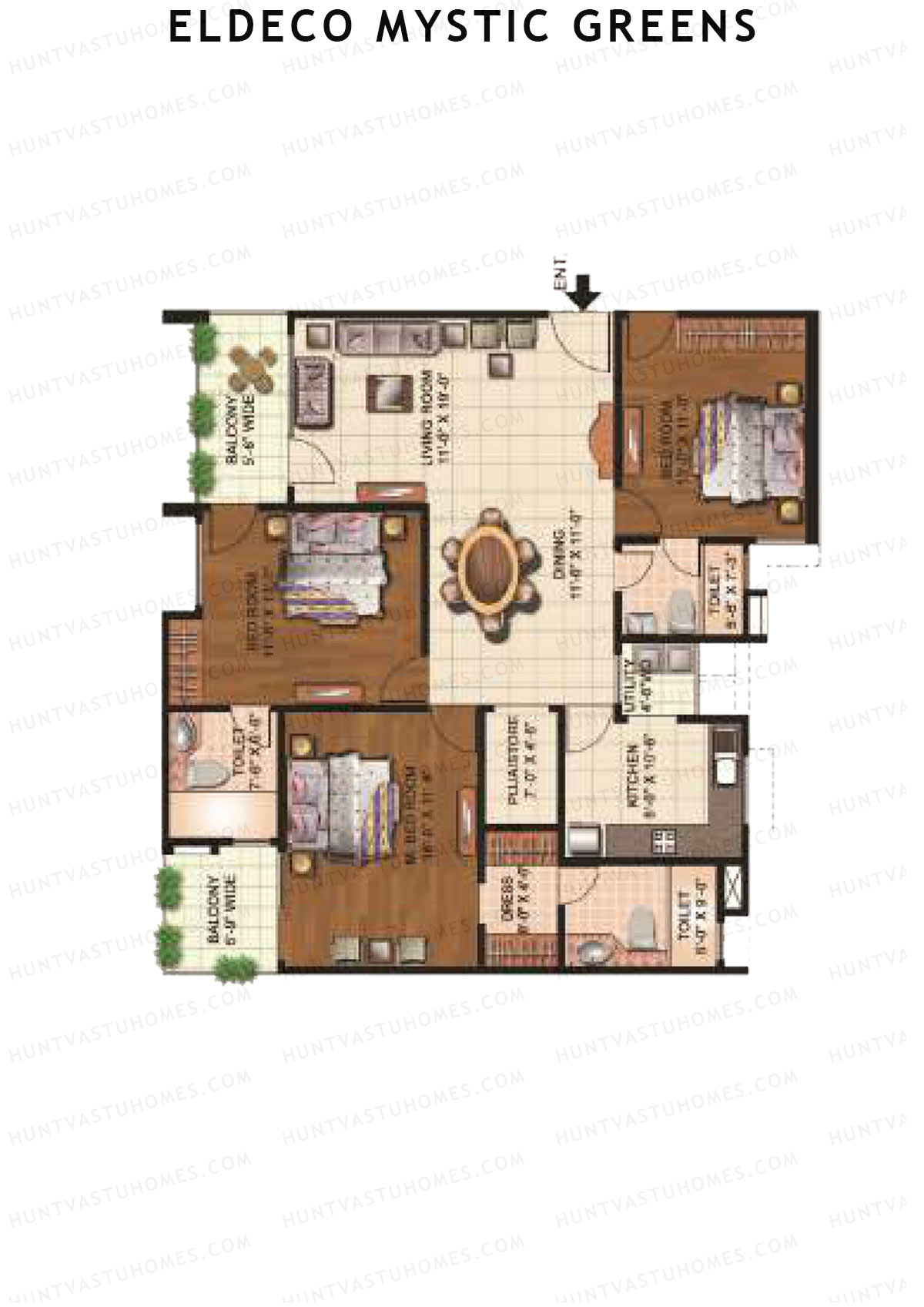 Eldeco Mystic Greens Tower 10 Unit C Floor Plan