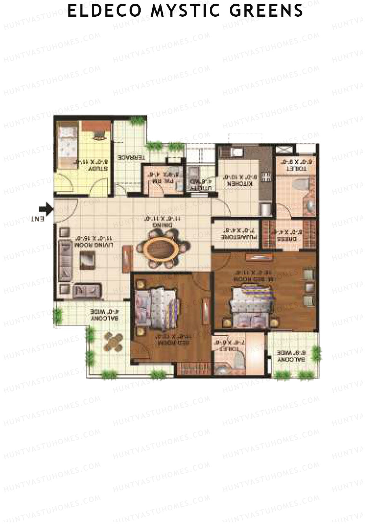 Eldeco Mystic Greens Tower 1 Unit A Floor Plan