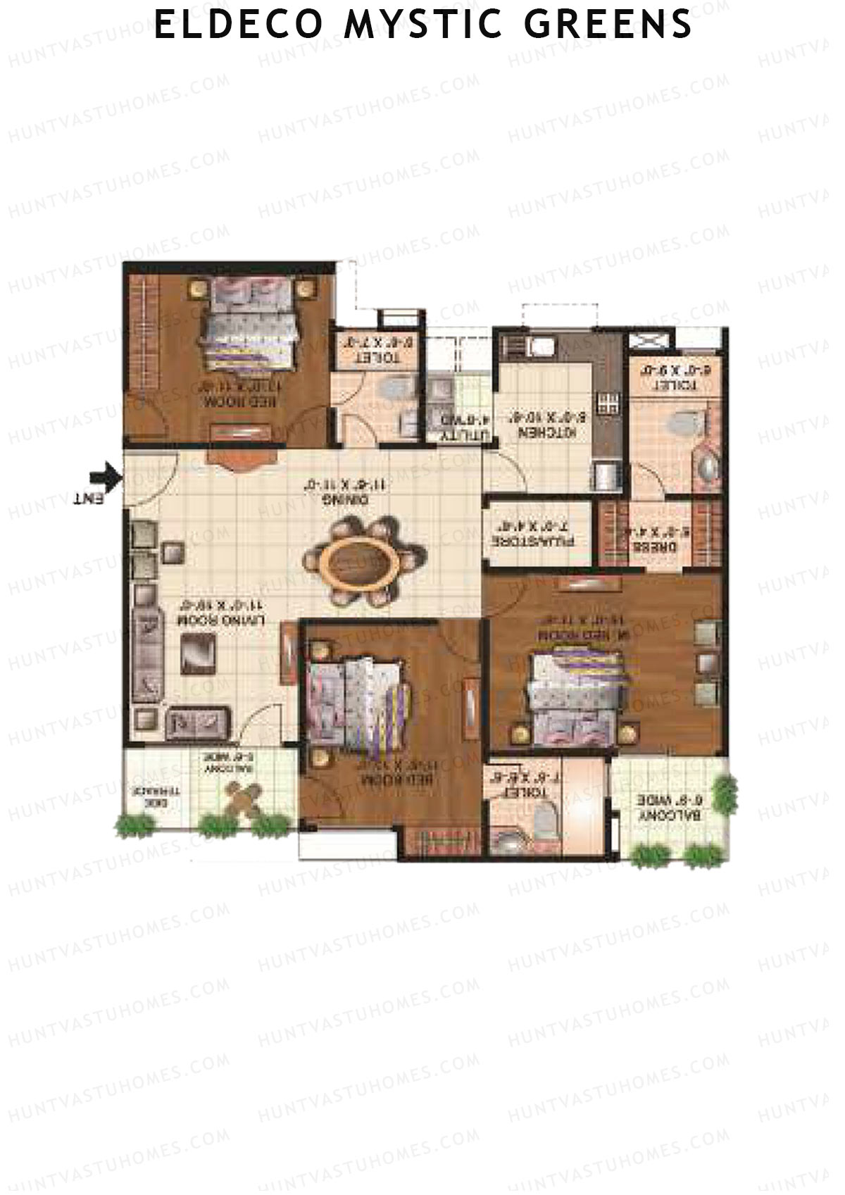 Eldeco Mystic Greens Tower 1 Unit A Floor Plan