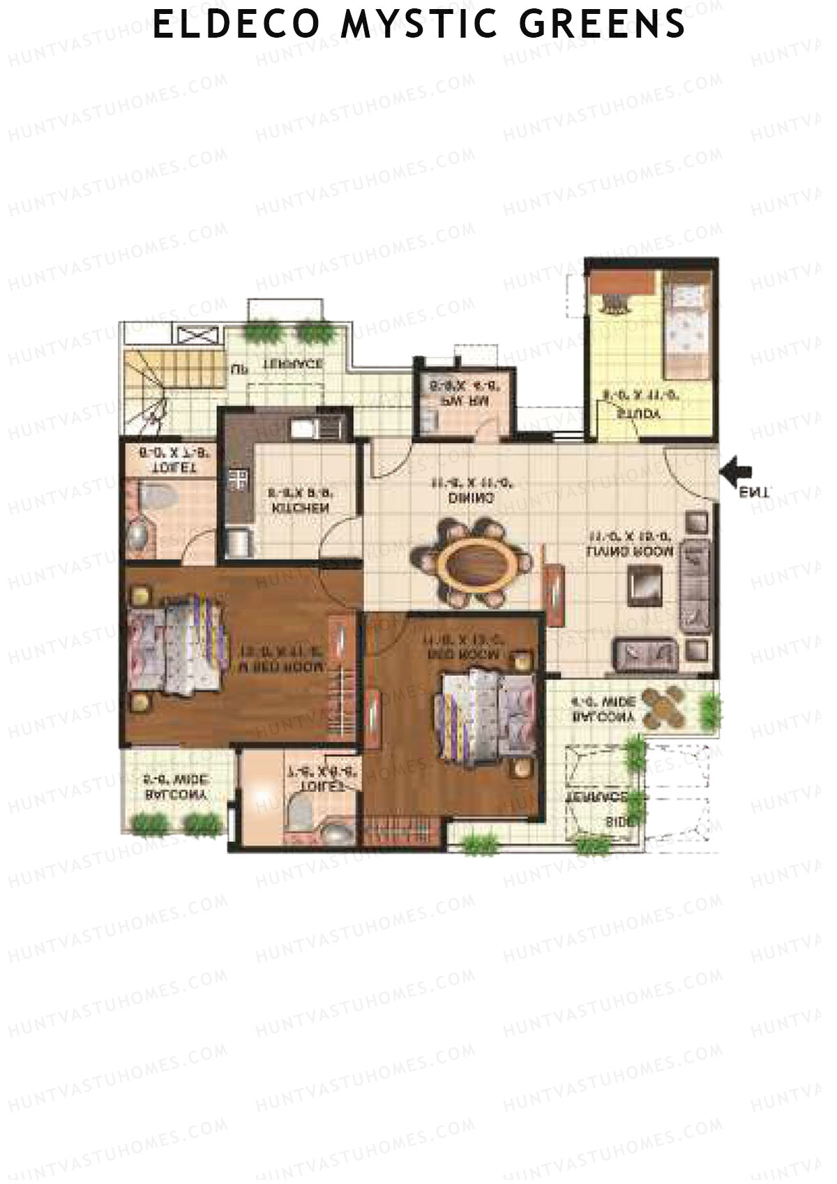 Eldeco Mystic Greens Tower 1 Unit B Floor Plan