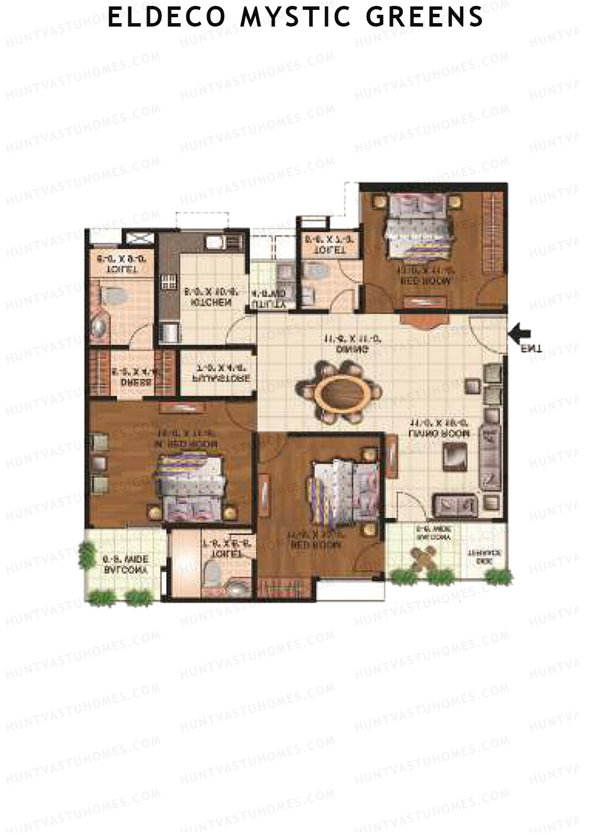 Eldeco Mystic Greens Tower 1 Unit B Floor Plan