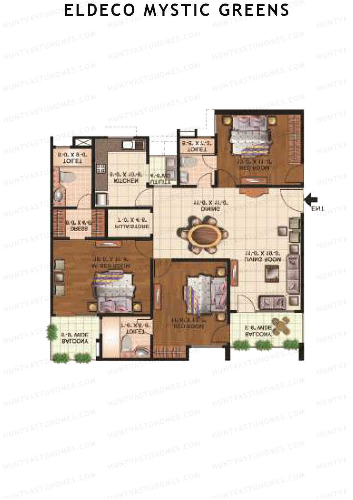 Eldeco Mystic Greens Tower 1 Unit B Floor Plan