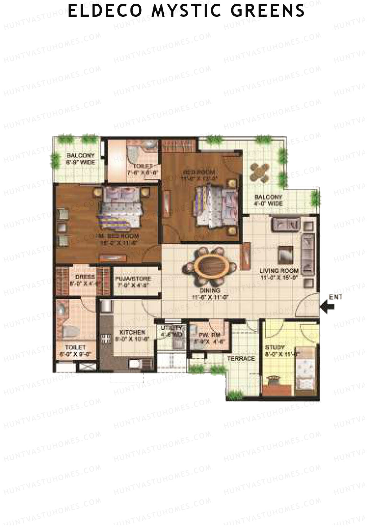 Eldeco Mystic Greens Tower 1 Unit C Floor Plan